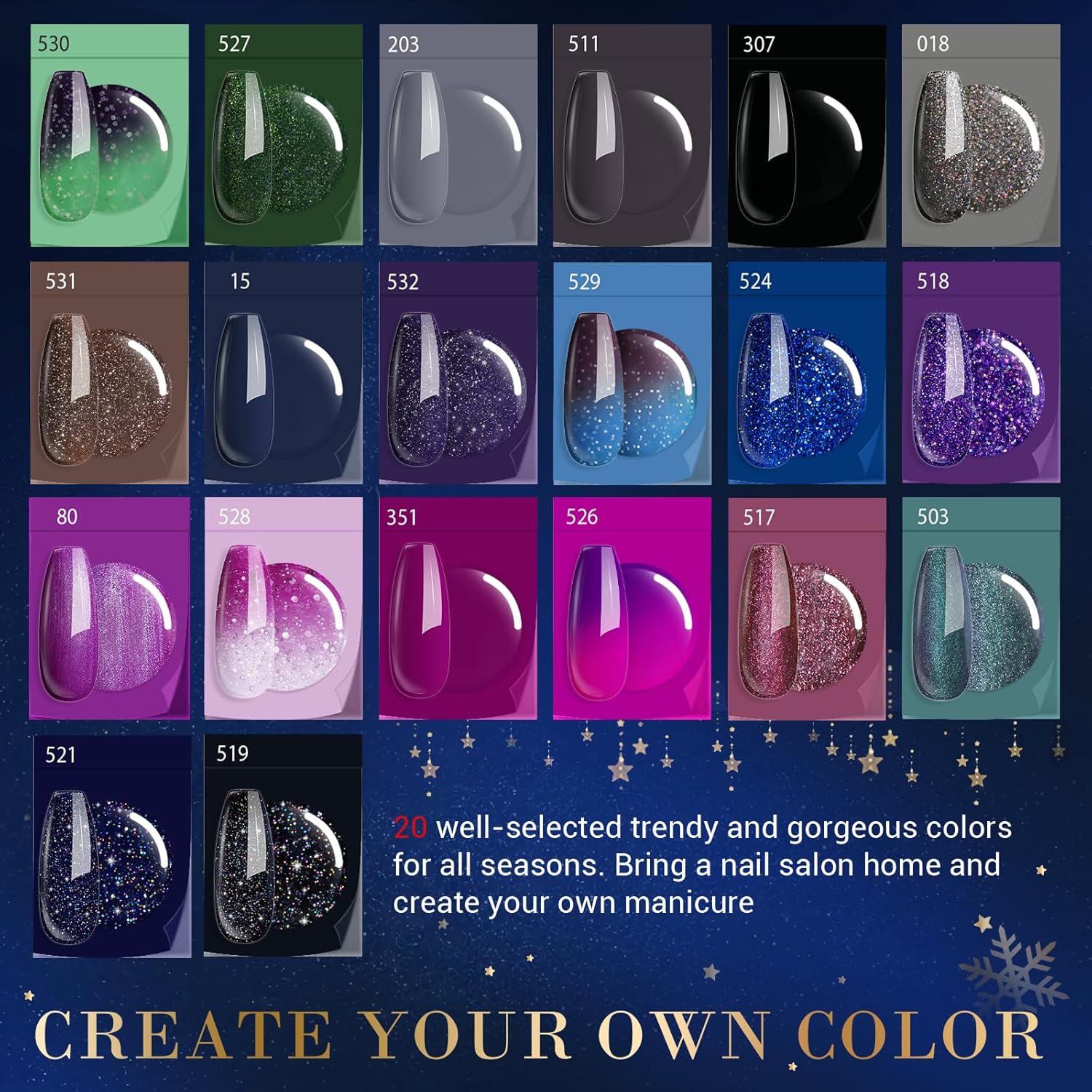 AZUREBEAUTY 20 Color Dip Powder Nail Kit with Color Changing Glitter Liquid - Image 5