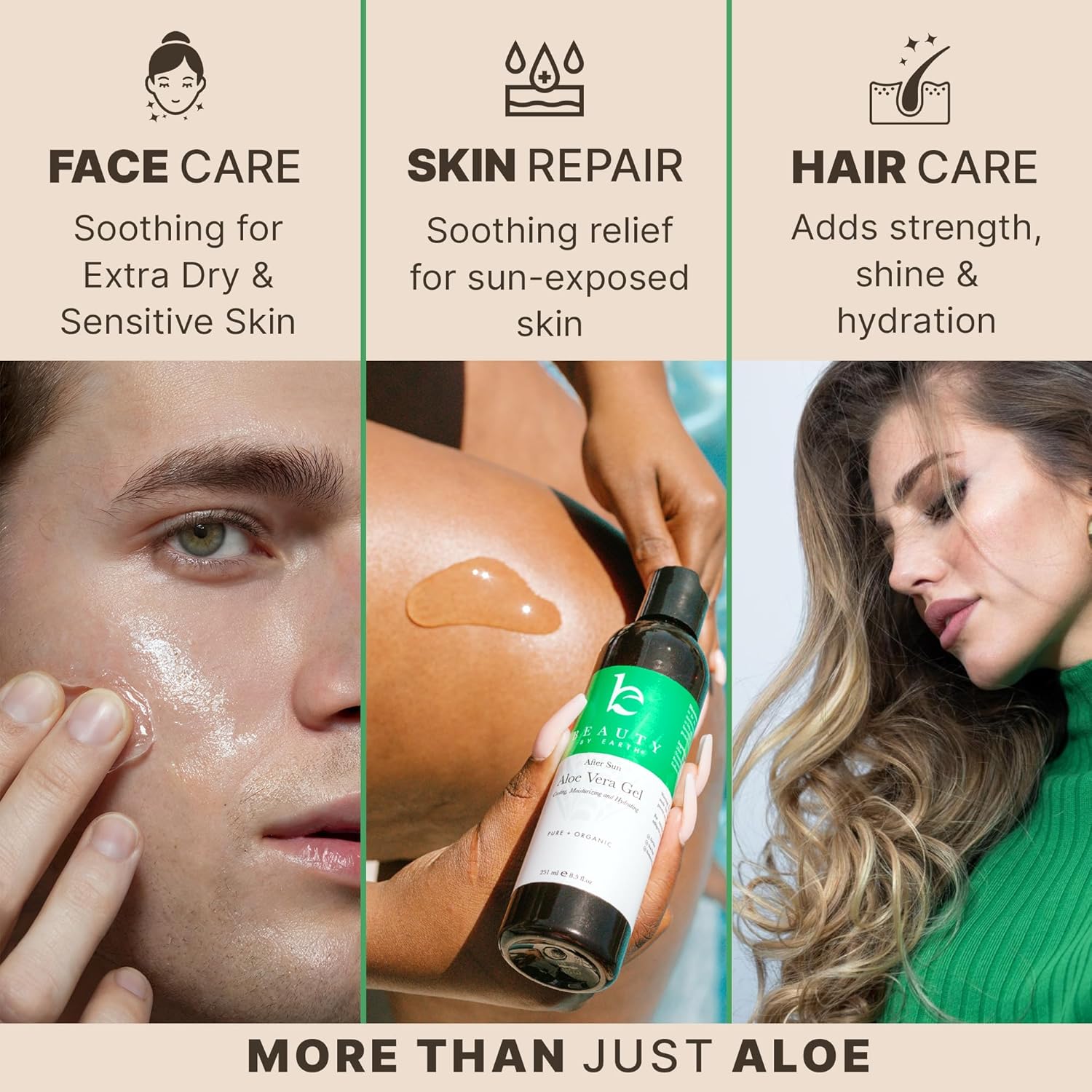 Beauty by Earth 8 oz Organic Aloe Vera Gel for Skin, Hair, and Face Care - Image 7