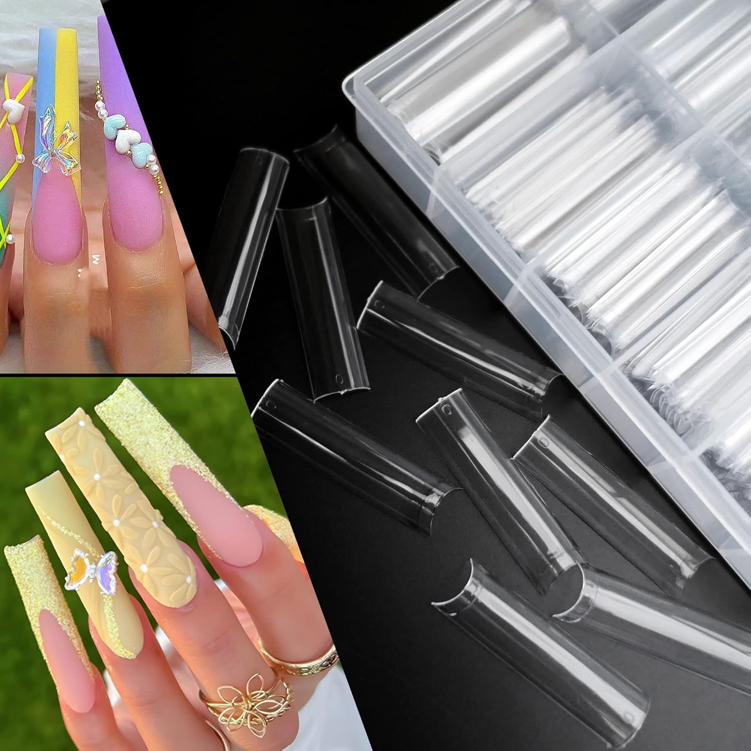 AddFavor 240ct XXL Clear Gel Square Nail Tips for Professional Acrylic Nail Art - Image 3