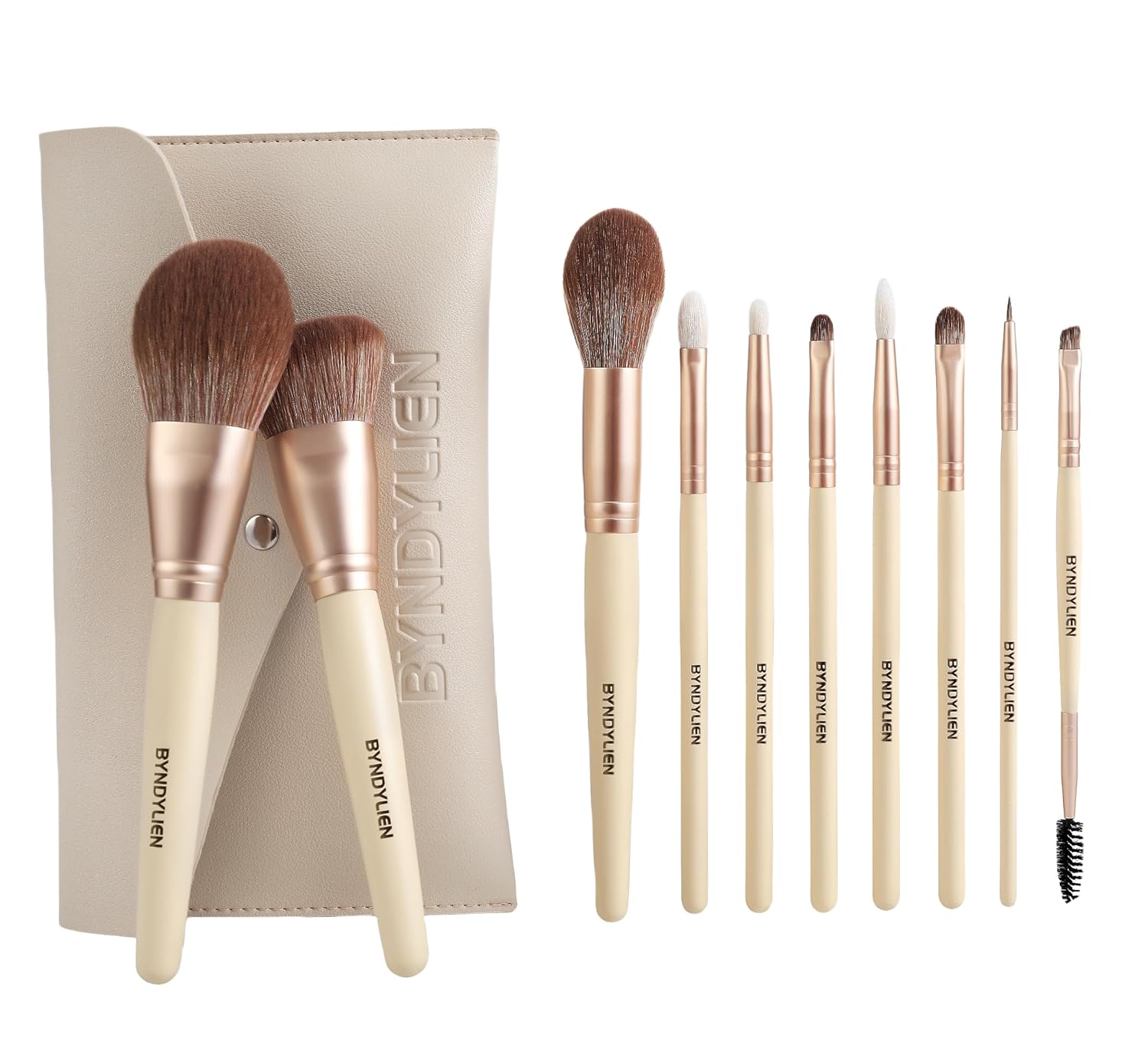 Makeup Brush Set - 10PCS Makeup Brushes with Makeup Bag, Synthetic Goat Hairs Bristles and Wood Handle including Eyeshadow Brushes, Concealer, Eyeliner, Eyebrow Makeup Brush and Lip Brush