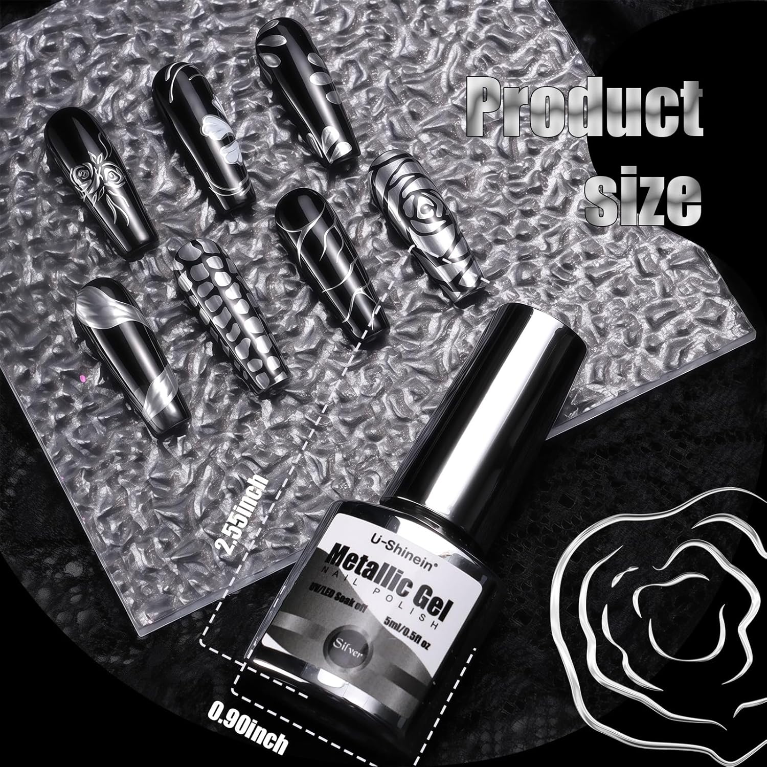 Metallic Super Shiny Mirror Silver Gel Nail Polish 5ml Long-Lasting High Gloss - Image 7