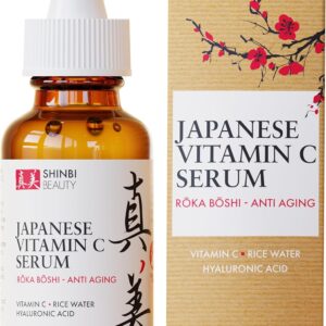 Japanese Vitamin C Serum With Rice Water + Hyaluronic Acid - Japan Skincare Products for Anti Aging Anti Wrinkle J Beauty Glow 1oz