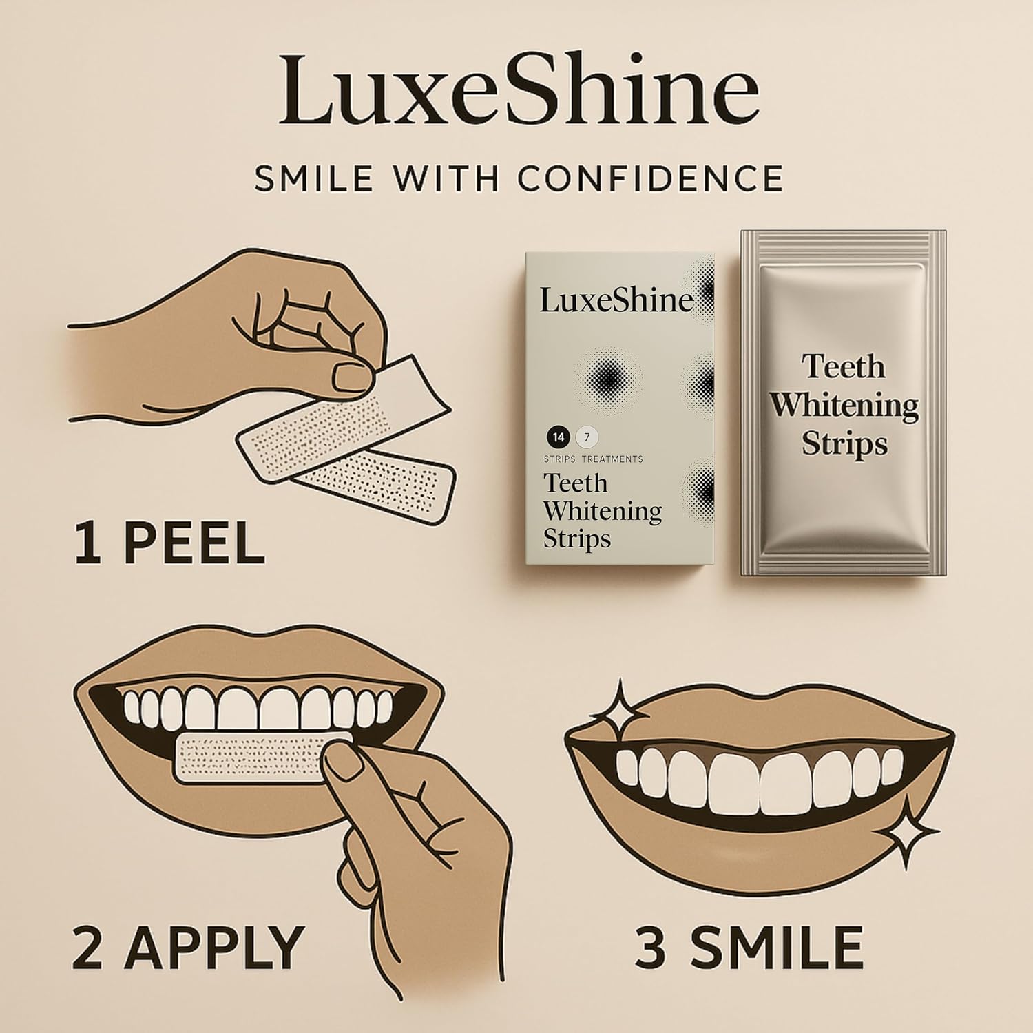 14 Count Sensitive Teeth Dry Strip Technology Teeth Whitening Strips Enamel-Safe - Image 4