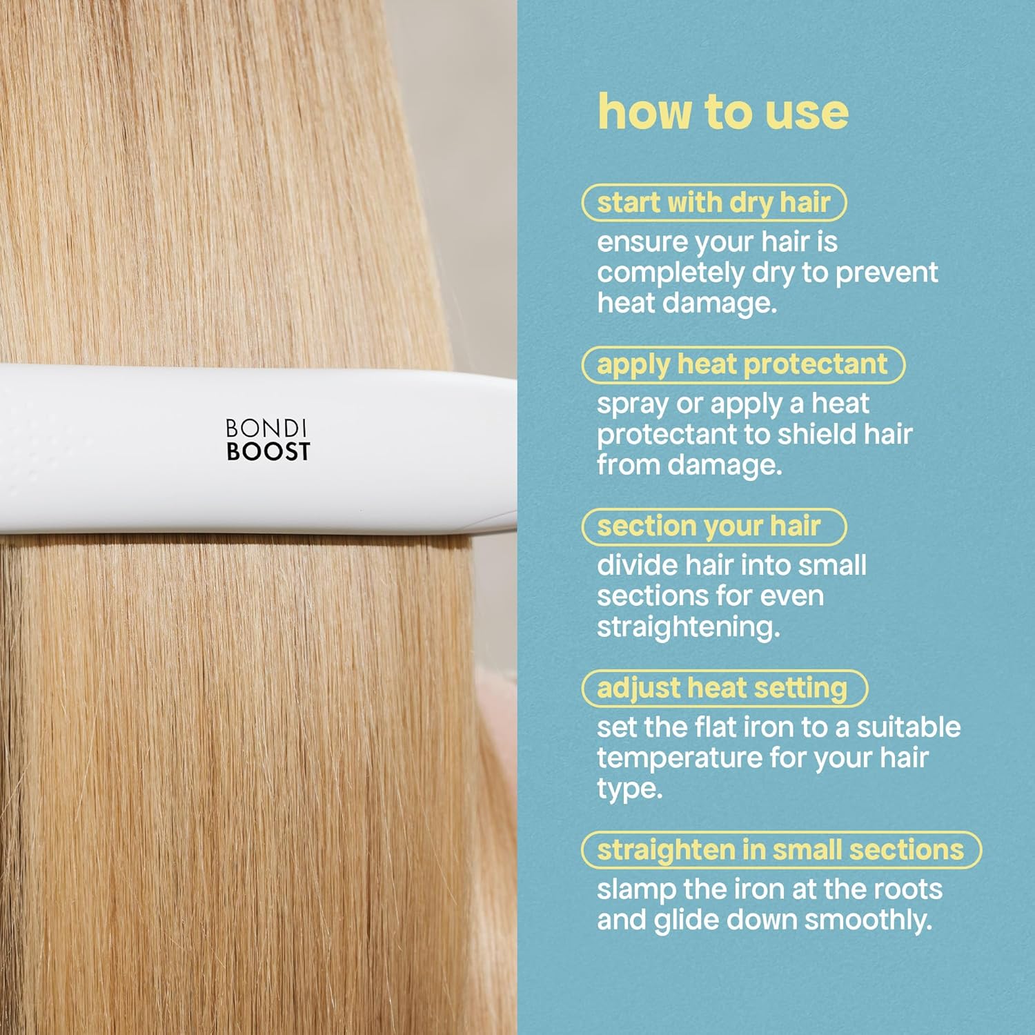 BondiBoost Aloe Plated 1-Inch Flat Iron for Smooth Sleek Hair Styling - Image 4