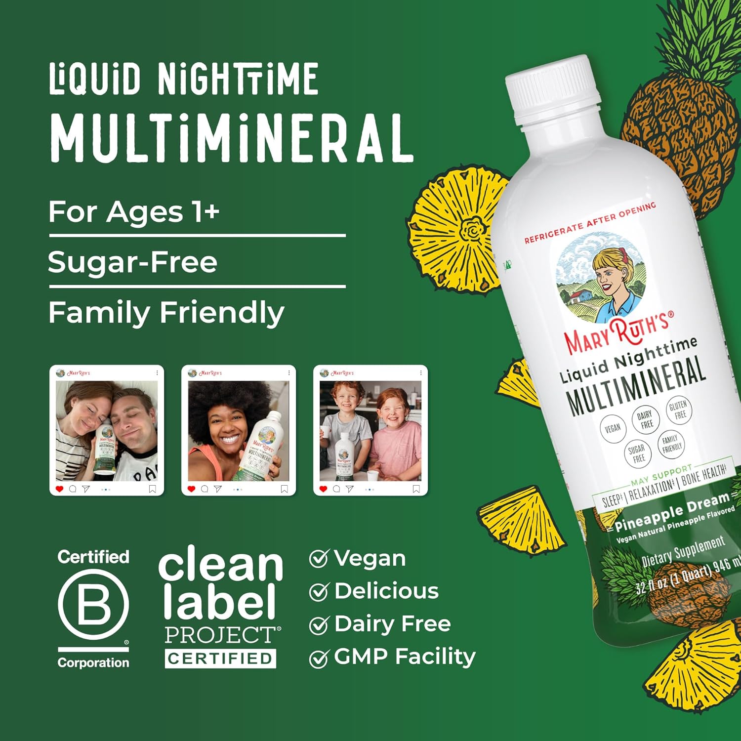 MaryRuth Organics Vegan Liquid Nighttime Multimineral 32 Oz Sugar Free Gluten Free - Image 8