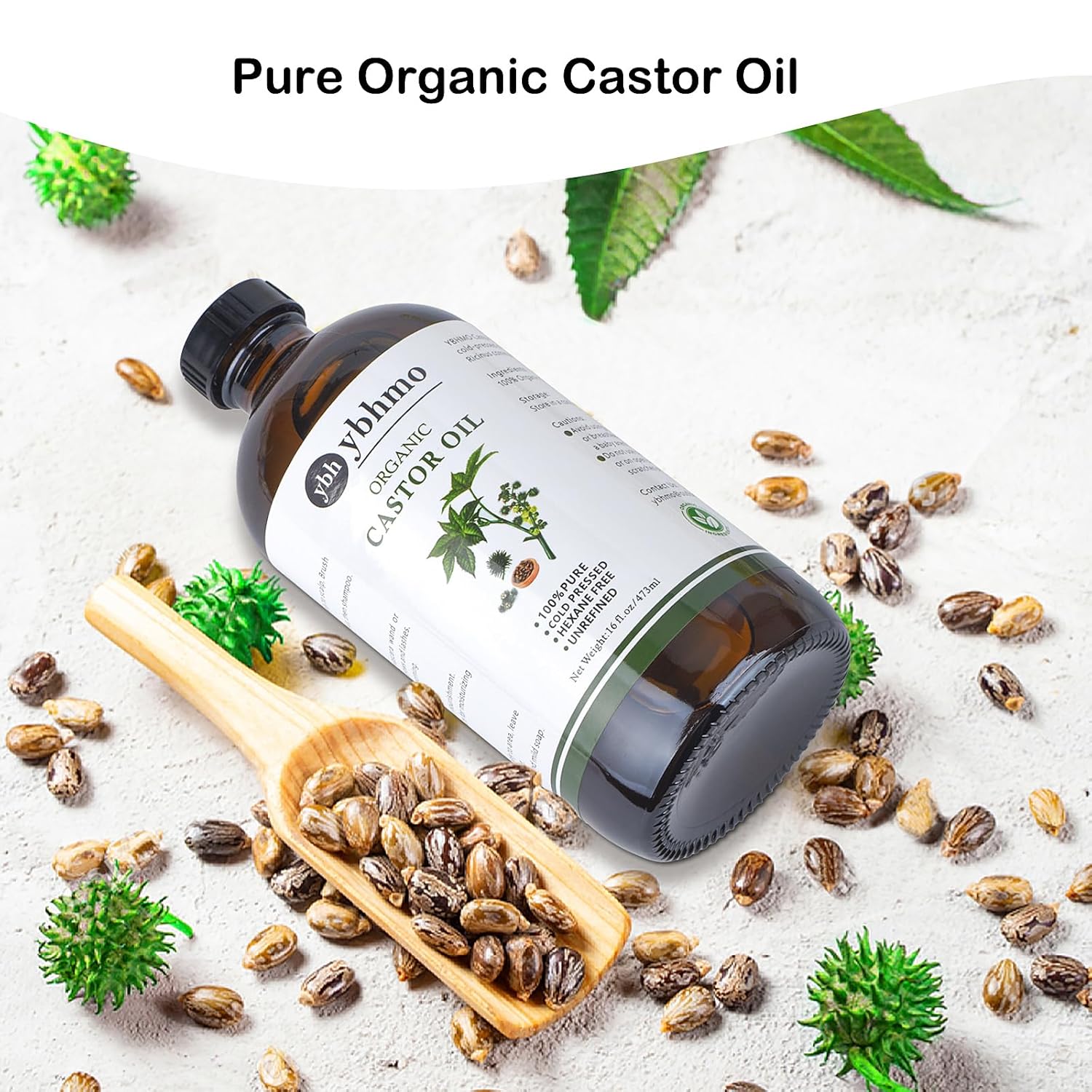 16 Fl Oz Organic Cold Pressed Castor Oil, 100% Pure Hexane Free for Hair Growth and Skin - Image 5