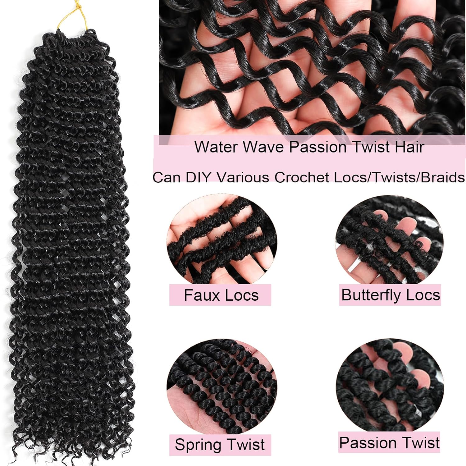 14 Inch 7 Packs Passion Twist Hair Water Wave Crochet Braiding & Twists - Image 5