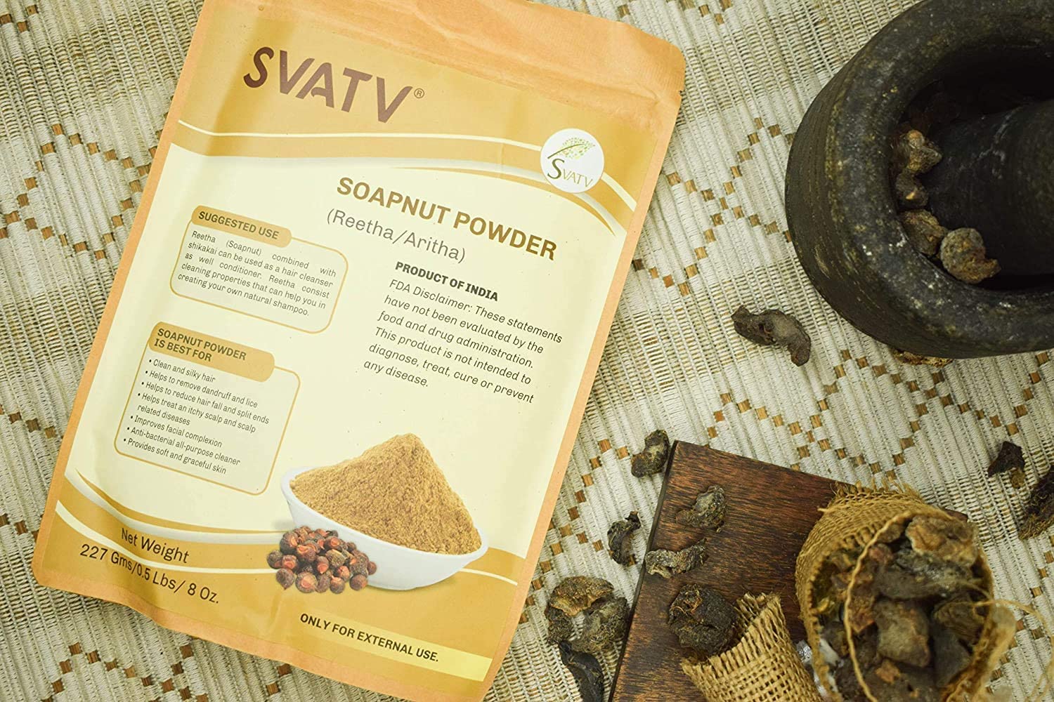 SVATV Soapnut Powder 227g Natural Hair Care Reetha Aritha Shampoo for All - Image 7