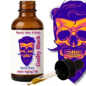 Luxury Cologne Oil - 2oz Anti-Aging Blend with Plant Retinol for Beard, Skin & Hair (Guilty Black)