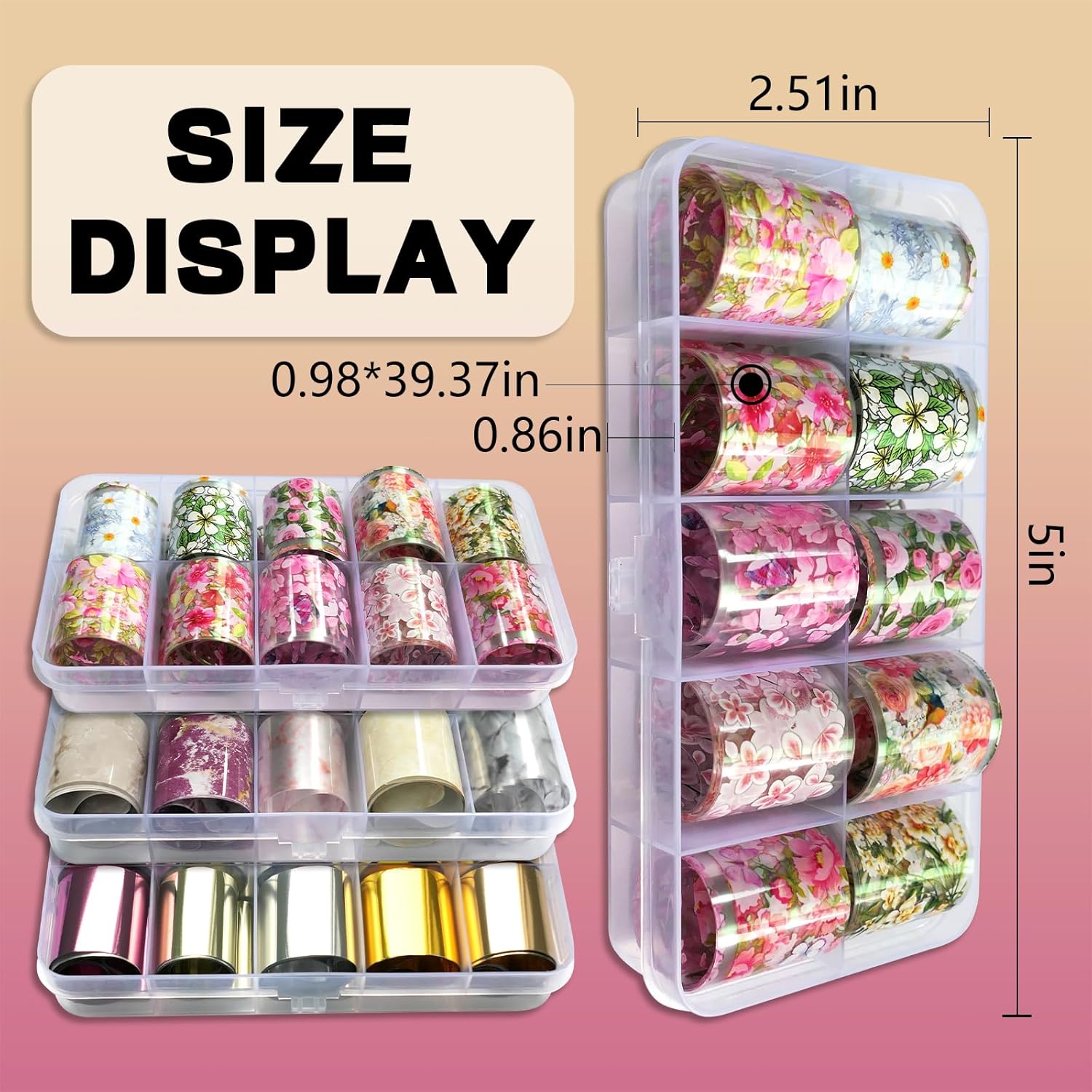 LoveOurHome 30 Sheet Marble Flower Metallic Nail Foil Stickers Set - Image 2