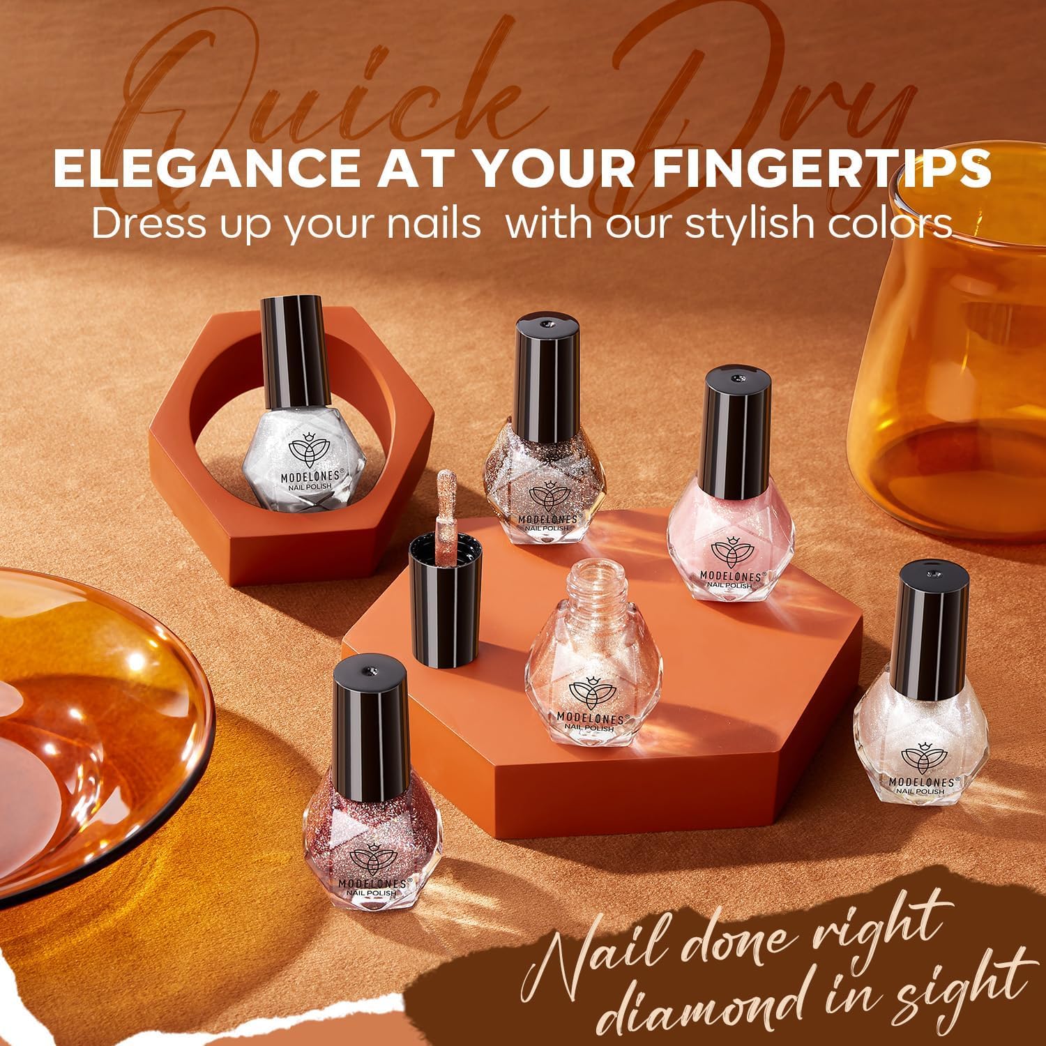 Modelones 6 Color Mini Nail Polish Set Glitter Finish Quick Dry for DIY Nail Art - Image 2