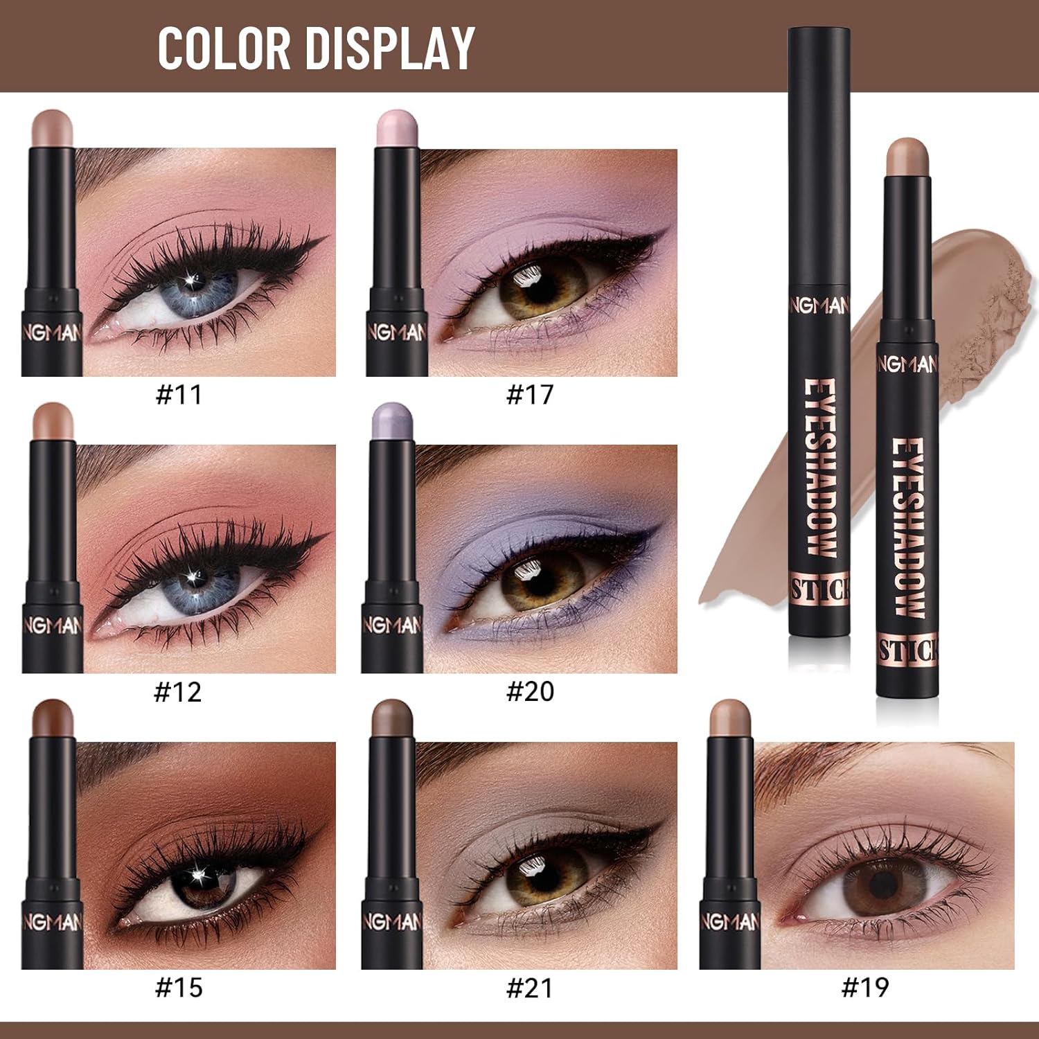 2pcs Matte Nude Waterproof Cream Eyeshadow Stick for Older Women, High Pigmented - Image 3