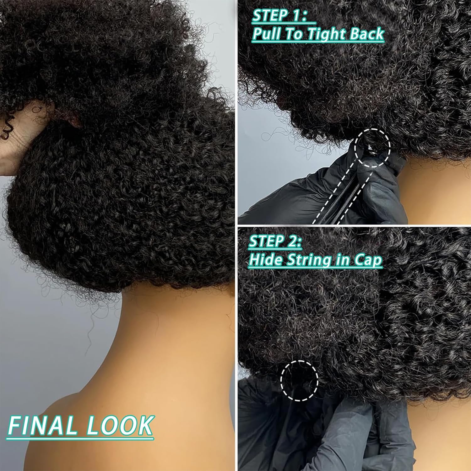18 Inch Kinky Curly Human Hair Glueless Clip-In V Part Wig 180% Density - Image 3