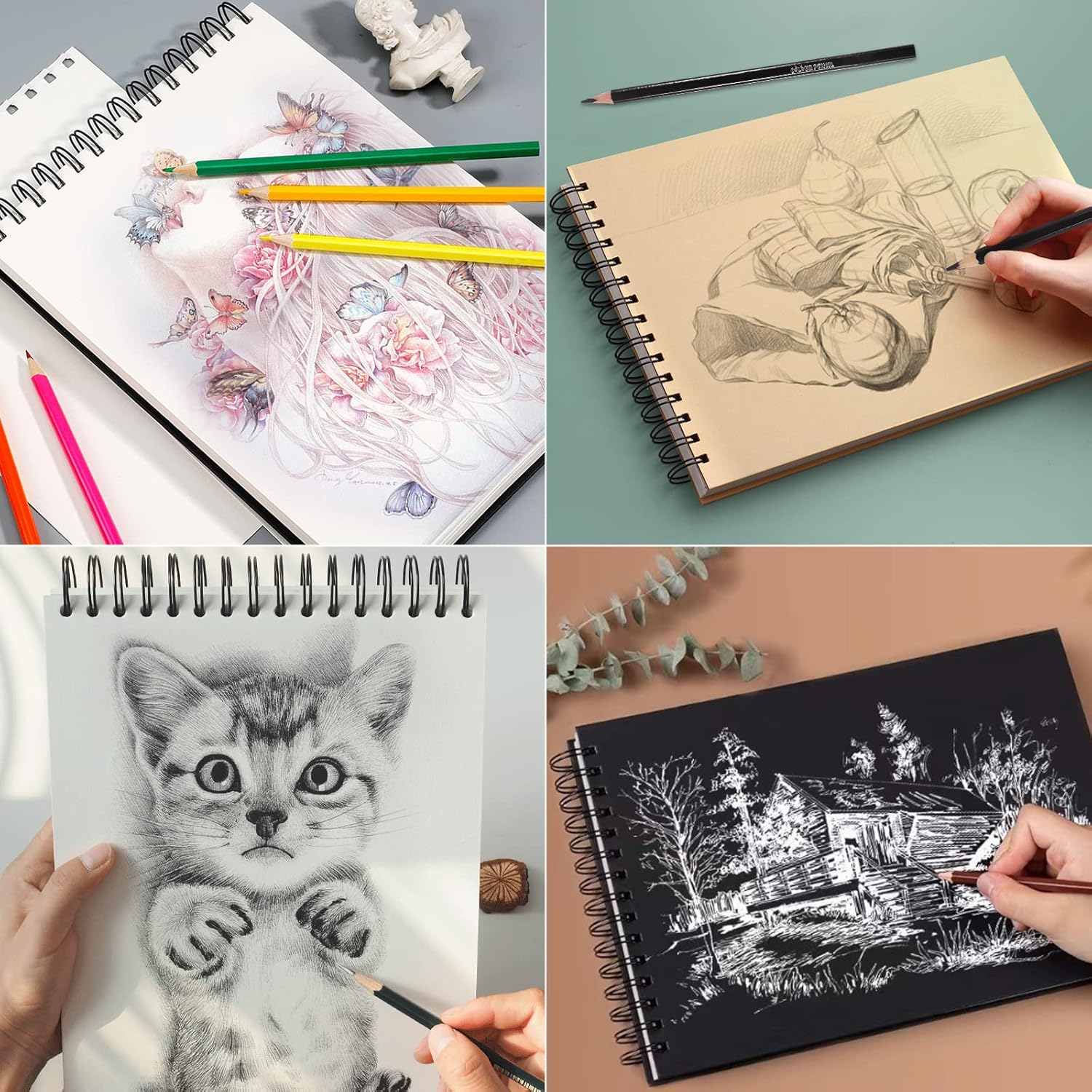 41 Piece Artist Sketching Pencil Set with 50 Page Sketchbook For Beginners - Image 5