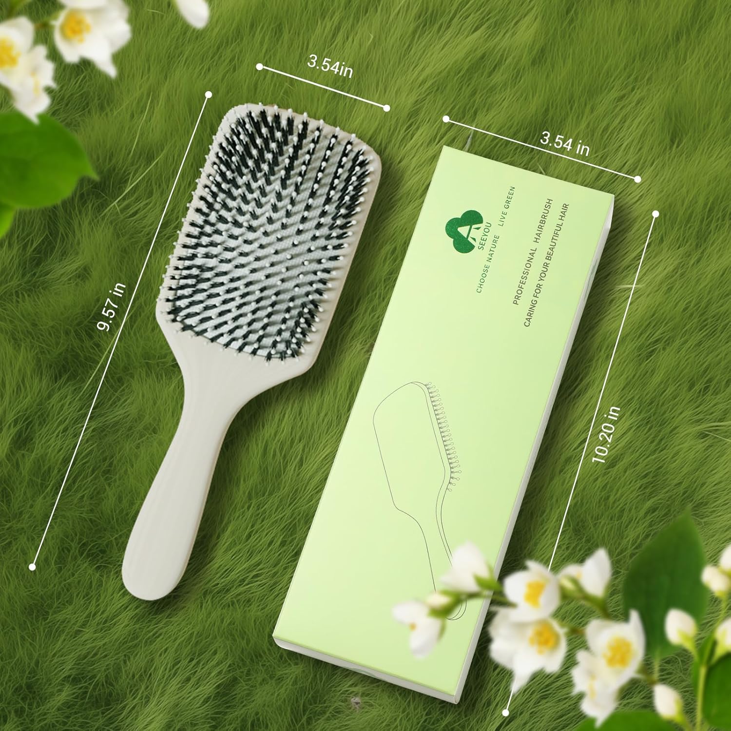 Boar Bristle Wood Hair Brush for All Hair Types and Lengths - Image 9