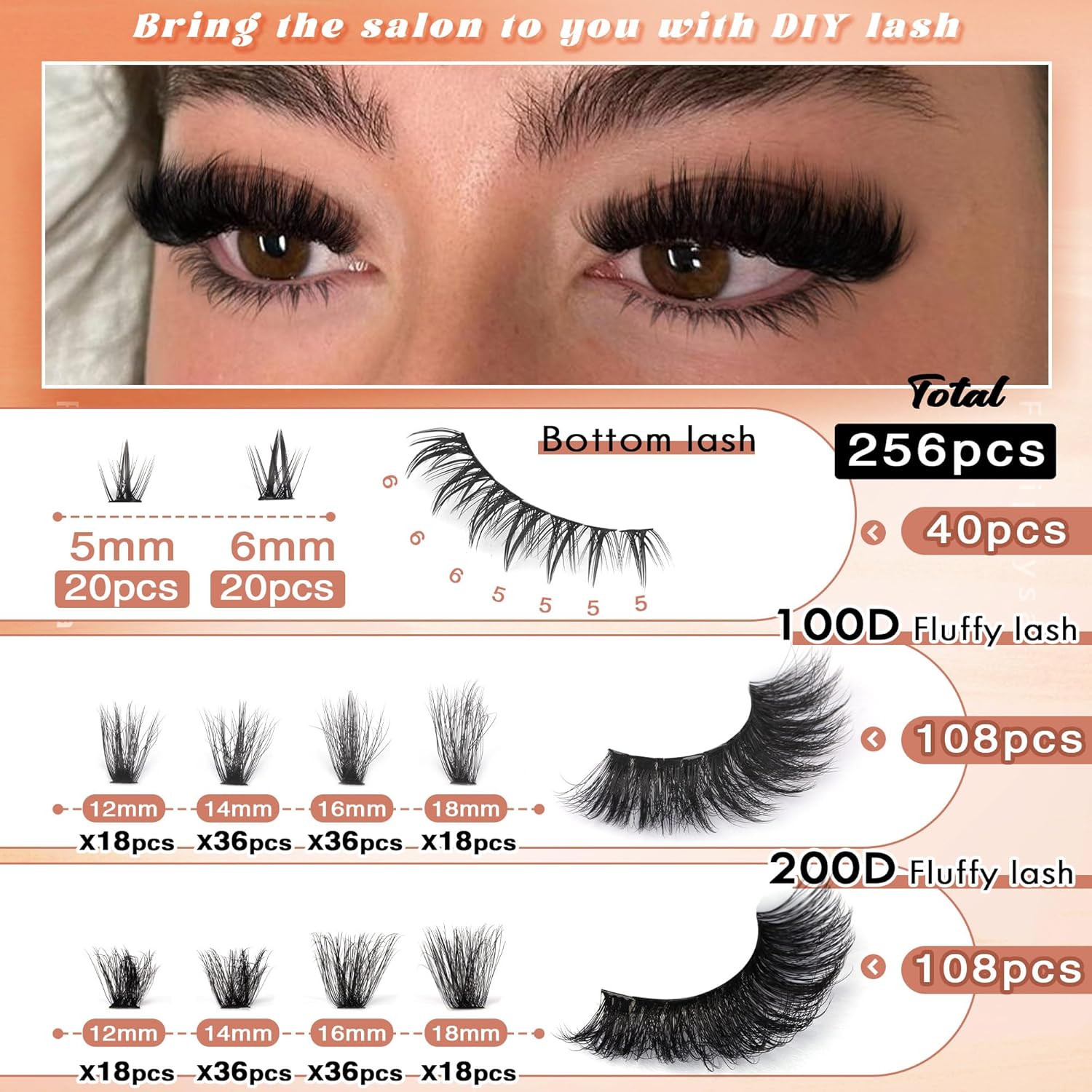 Focipeysa Full Volume Lash Extension Kit, D-Curl 12-18mm, with Bond and Seal - Image 3