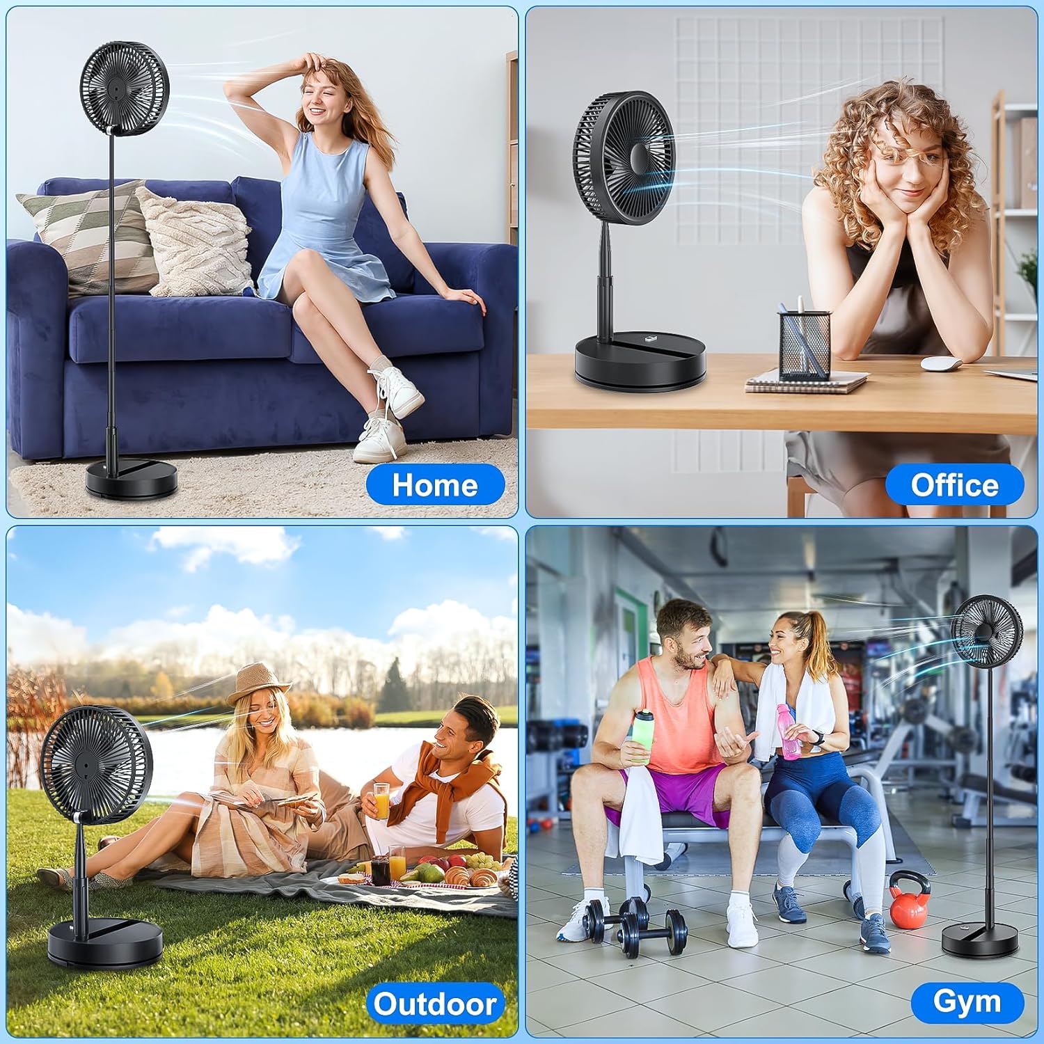 LIPETY 9-Inch Portable Foldable Rechargeable Oscillating Fan 7200mAh Battery Remote Control - Image 9