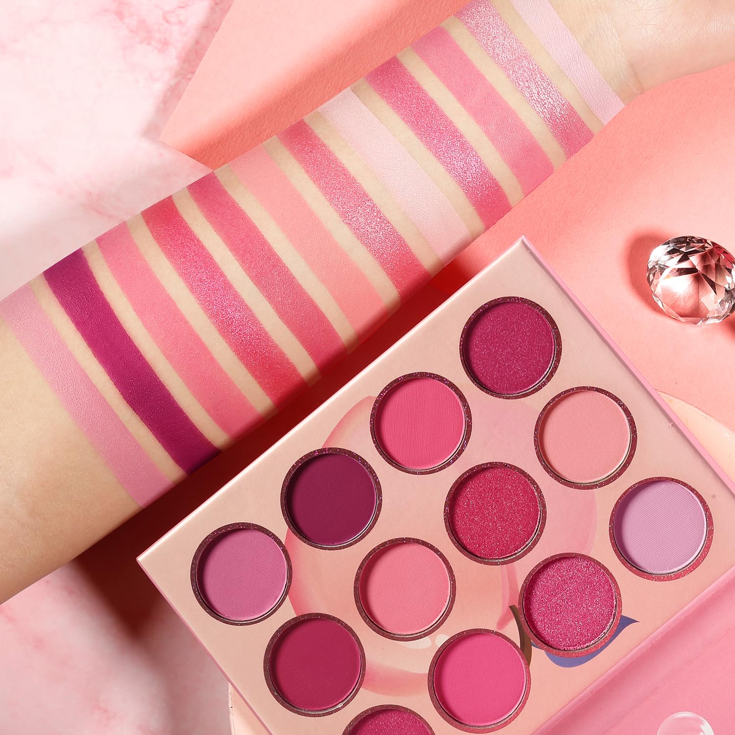 DE'LANCI Pink Purple 12 Color High Pigment Matte Shimmer Eyeshadow Palette Compact Size - Image 5