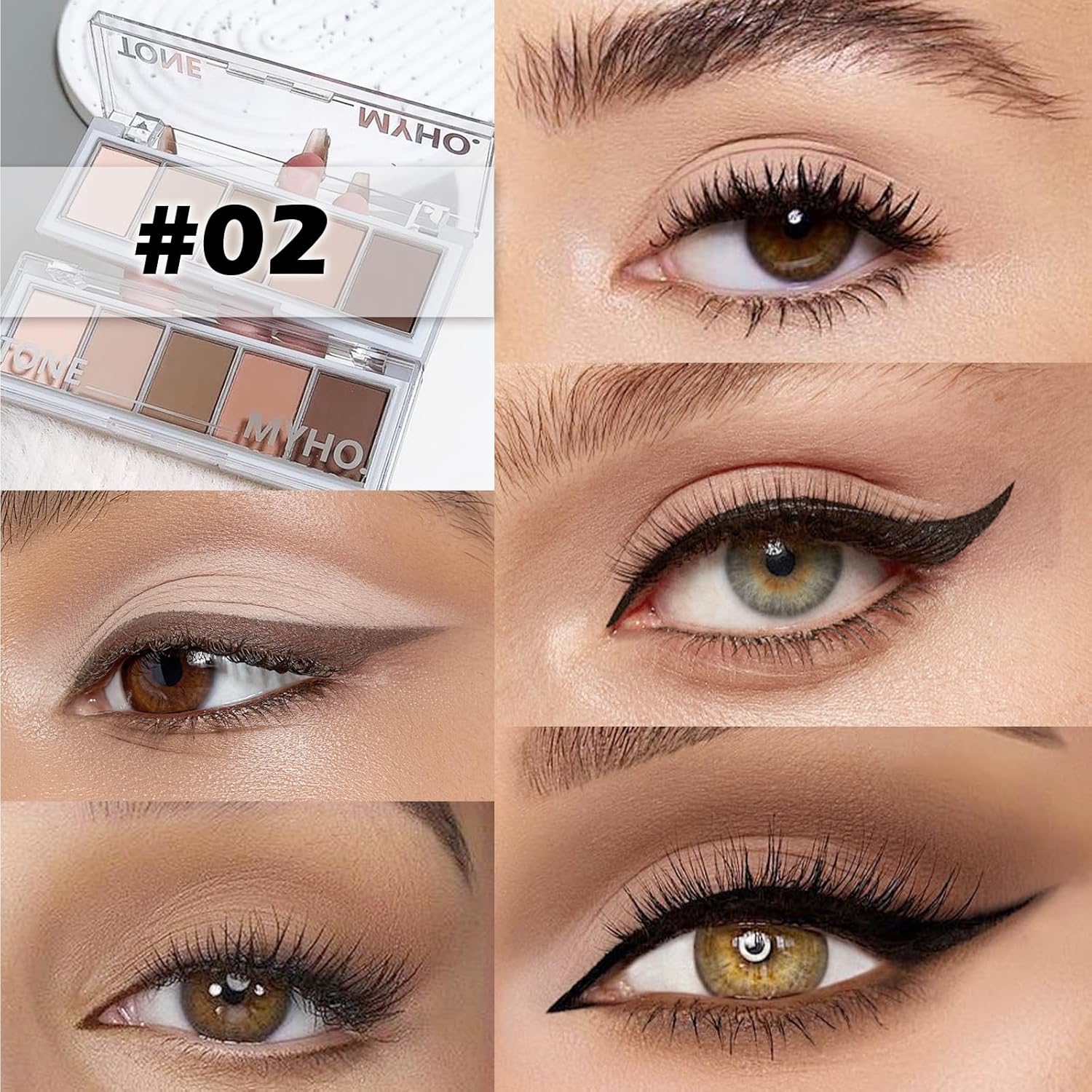 5-Color Matte Eyeshadow Palette Waterproof Neutral Taupe Brown Shades with Brush - Image 3