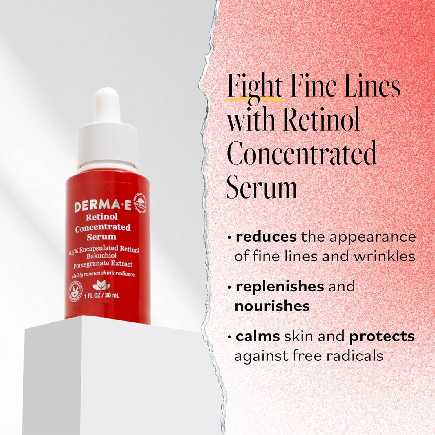 DERMA E Anti-Wrinkle Retinol Serum 1 Fl oz Concentrated Youthful Skincare - Image 2