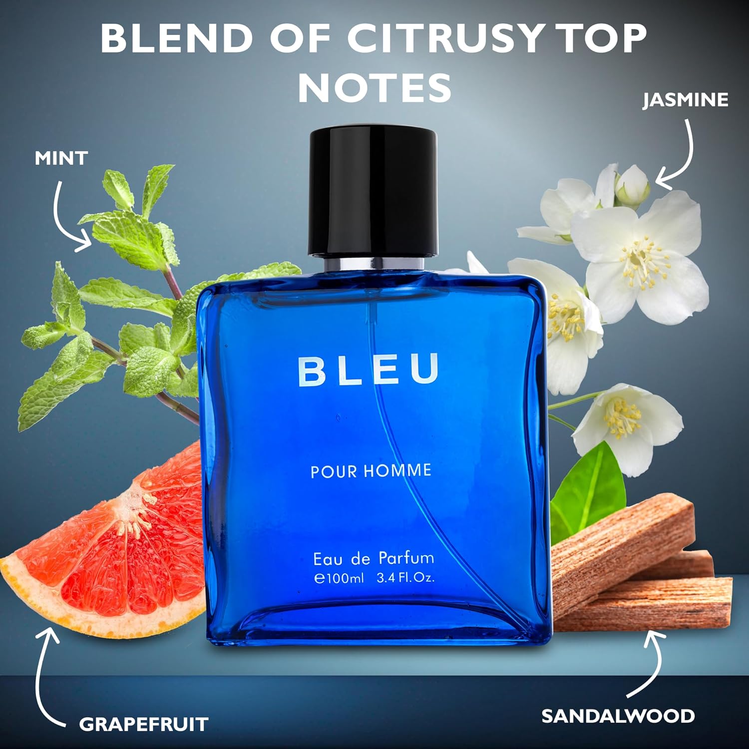 Bleu for Men Eau De Parfum 3.4fl Oz - Citrusy, Spicy, and Woody Fragrance Blend - Image 2
