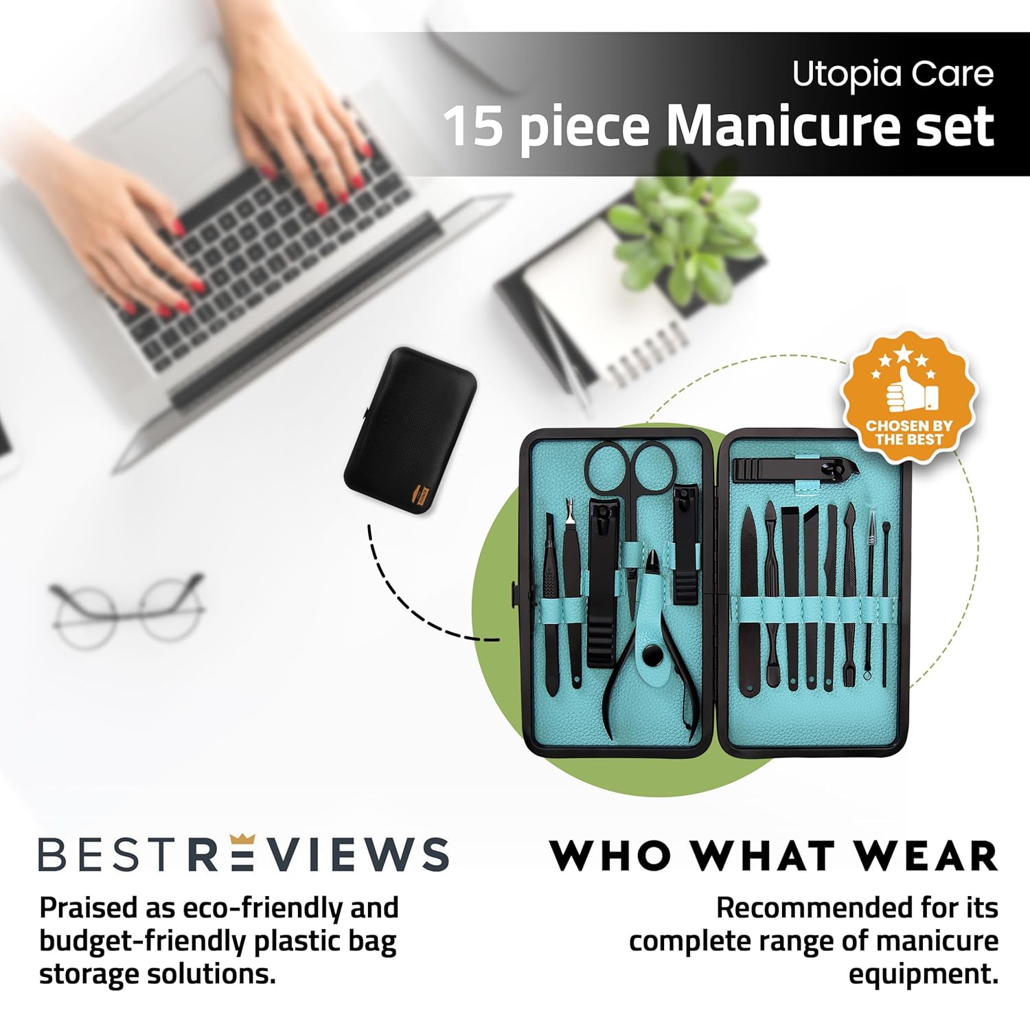 Utopia Care 15-Piece Manicure Set for Men and Women with Travel Case and Nail Clippers - Image 2
