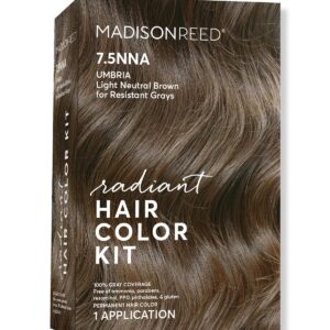 Madison Reed Radiant Hair Color Kit | 7.5NNA Light Neutral Brown (Umbria Brown) for 100% Gray Hair Coverage | Salon Quality Permanent Hair Dye | PPD-Free & Ammonia-Free | (Packaging May Vary) 1 Pack