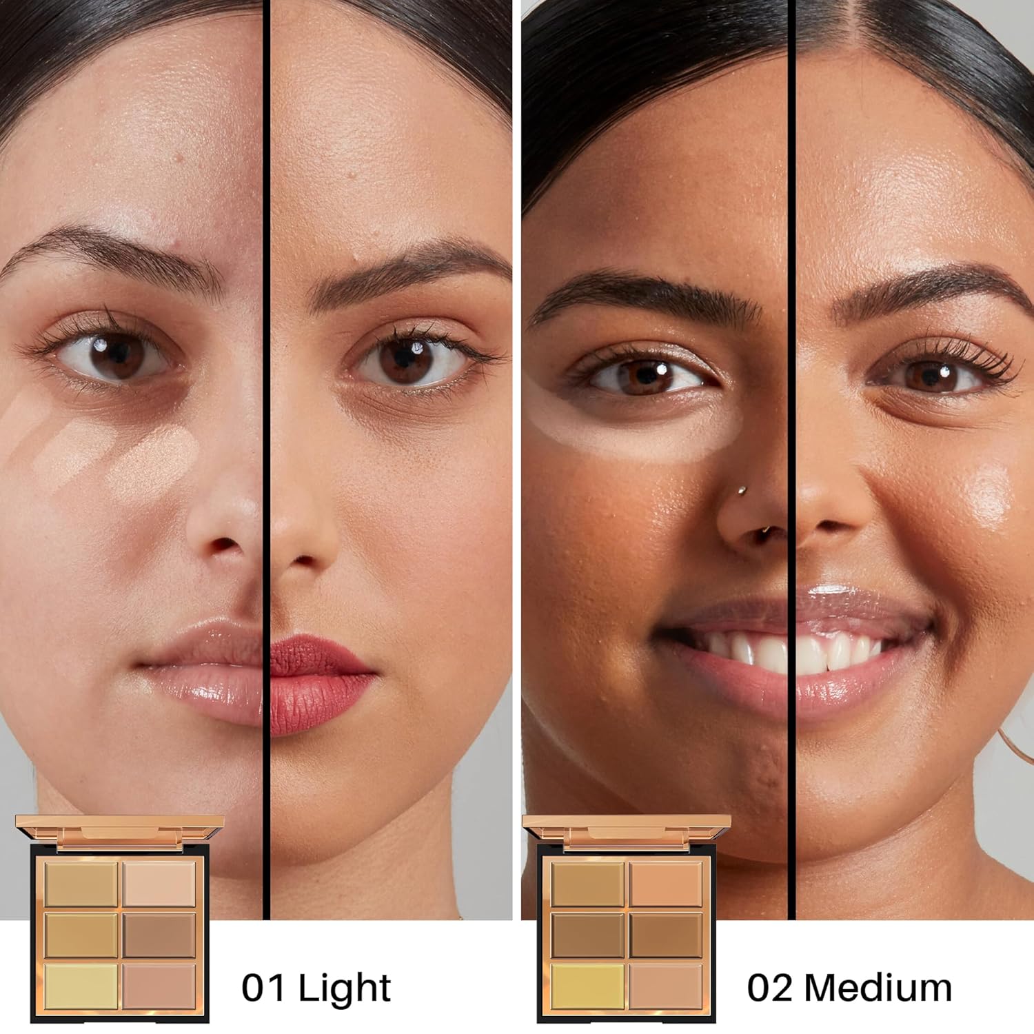 FV 6 Colors Cream Concealer Palette for Dark Circles, Redness, Acne, 01 Light Shade - Image 5