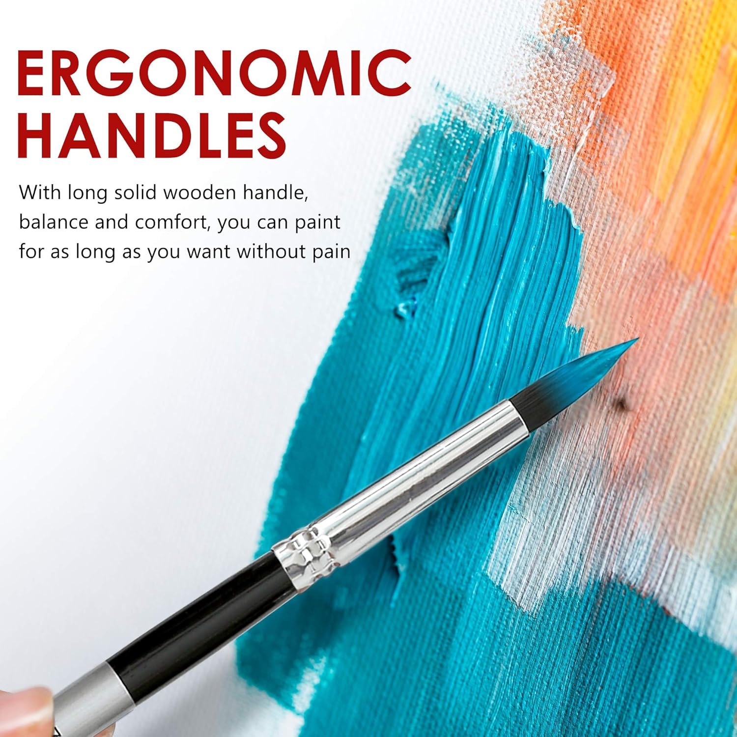 DUGATO 10-Piece Artist Paint Brush Set Fine Tip Round Synthetic Brushes for All Paints - Image 3