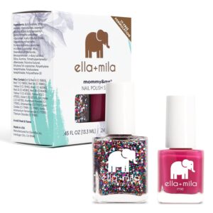 ella+mila Mommy & Me Set - Fast Drying Nail Polish - Quick Dry, Chip Resistant, & Long Lasting Nail Polish Set - Quick Dry Nail Polish Set Party In A Bottle (0.45 fl. oz) & Sweet Tart (0.24 fl. oz)