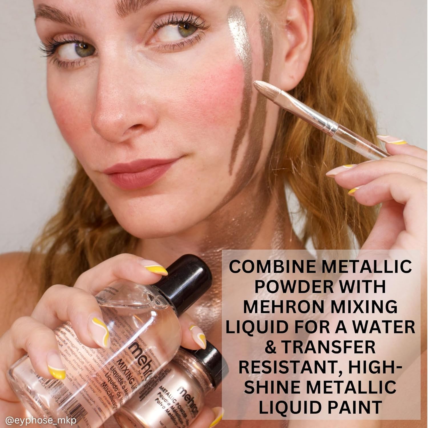 Mehron Metallic Gold Chrome Powder 1 oz Face Body Eyeshadow Eyeliner Pigment - Image 4