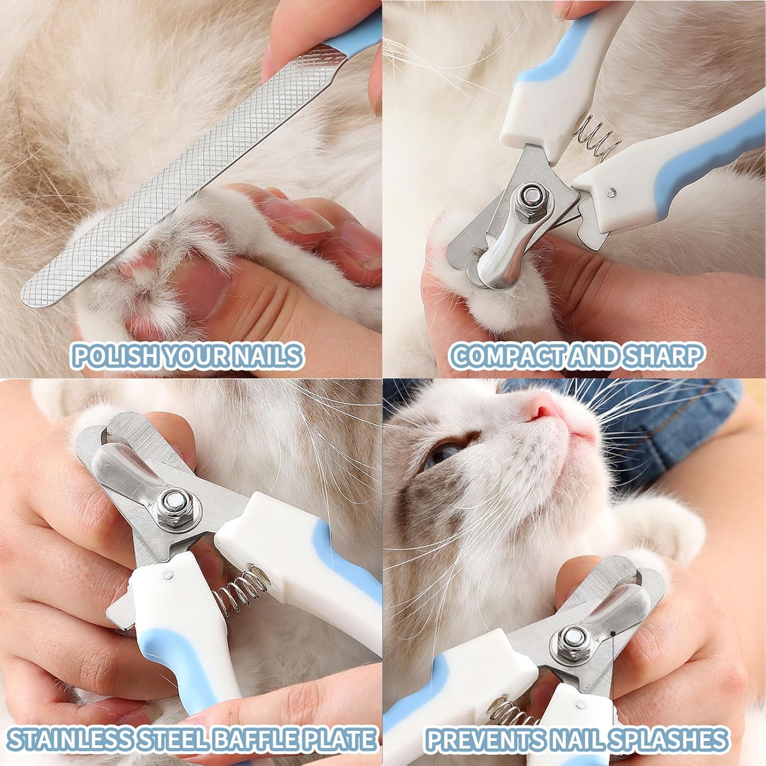 Cat and Dog Nail Clippers with Safety Guard 2Pcs, Sharp and Safe Pet Nail Trimmer with Nail File - Image 7