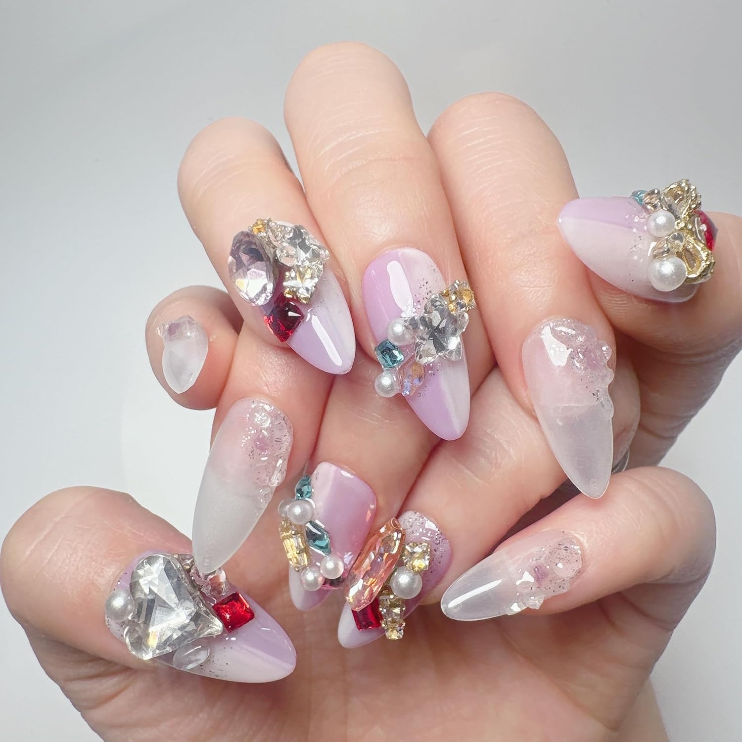 Handmade Purple Gel Press On Almond Nails 10 Pcs Reusable Waterproof Size Large - Image 7