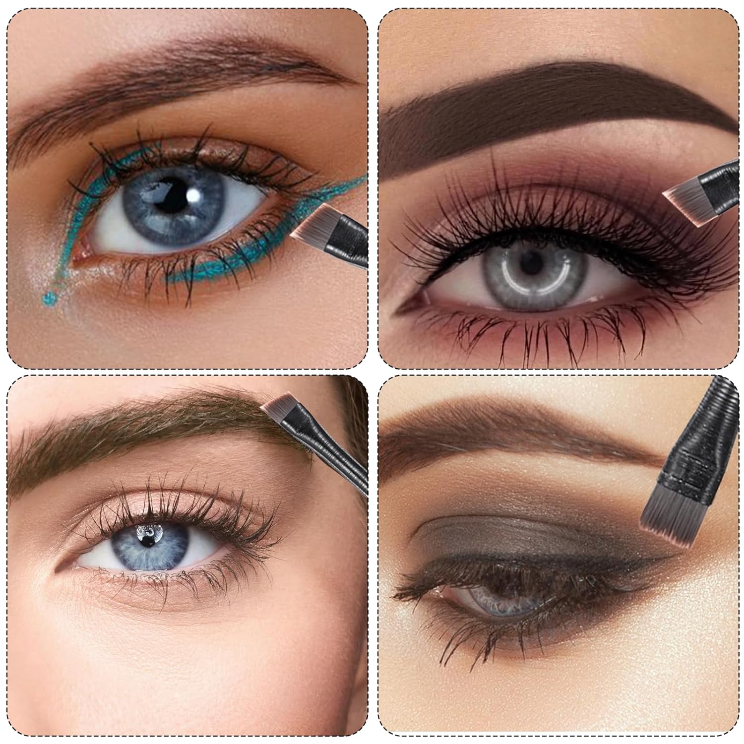 3 Piece Professional Eyeliner and Eyebrow Makeup Brush Set for Women's Beauty - Image 5