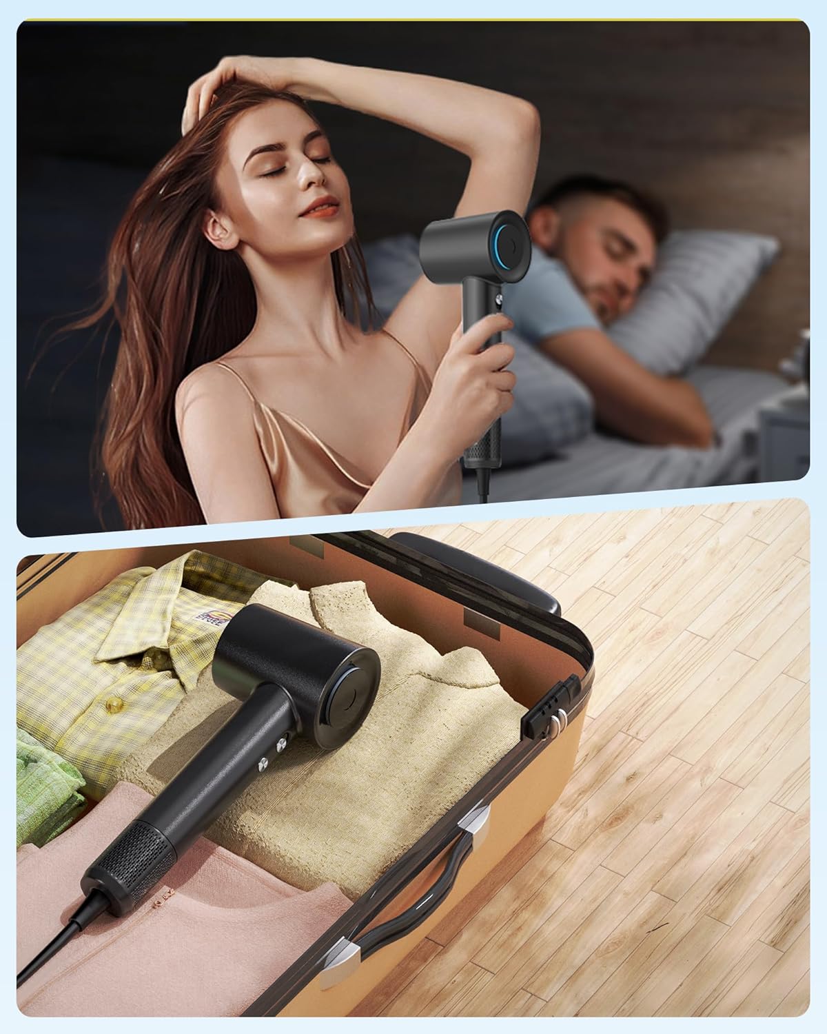 Zhiyangfei Black 110,000 RPM Negative Ion Hair Dryer with 3 Heat Settings and Magnetic Nozzle - Image 7