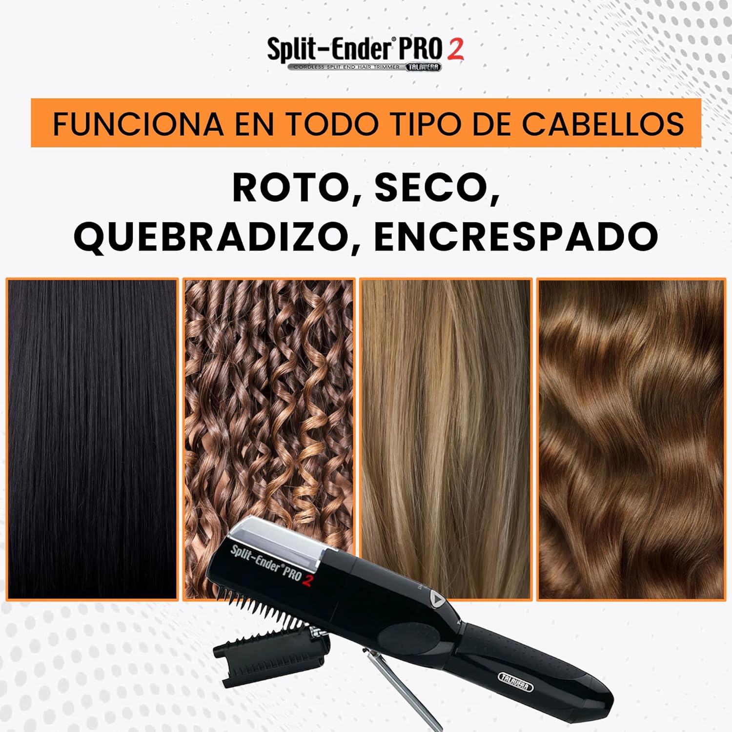 Pro 2 Cordless Split End Hair Trimmer Rechargeable 2-in-1 Clipper for All Hair Types Black - Image 3