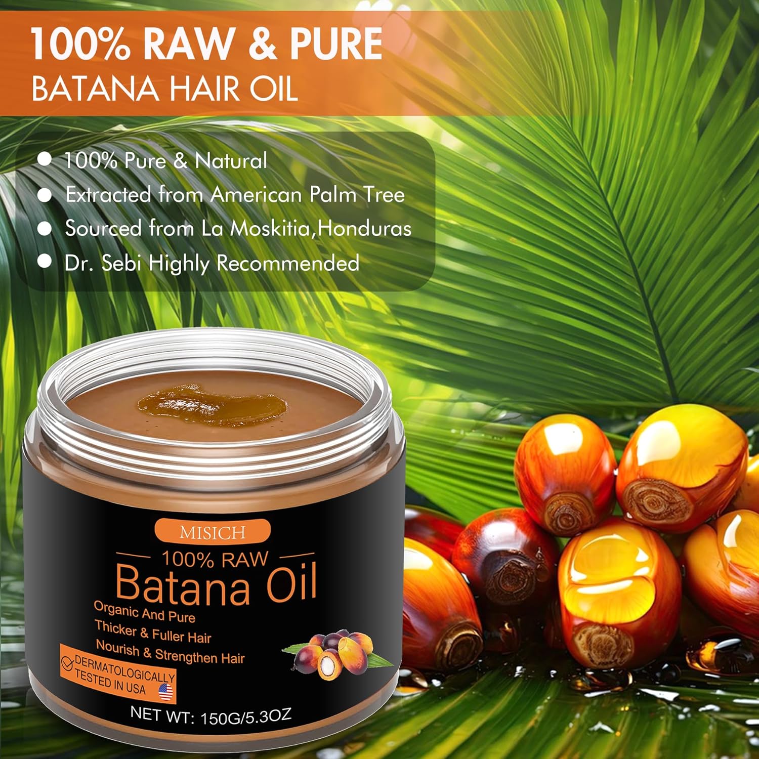Pure Unrefined Organic Batana Oil for Hair Growth - 5.3 oz - Image 2