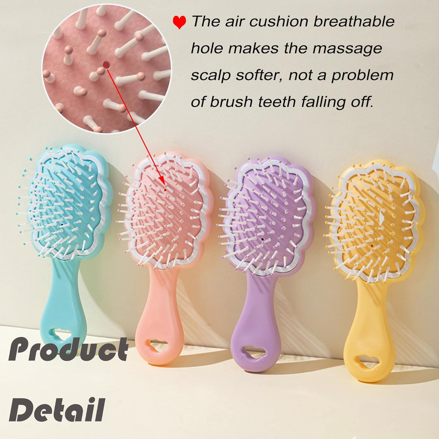 4-Piece Mini Cloud Hair Brush Comb Set with Handheld Mirror for Travel - Image 5