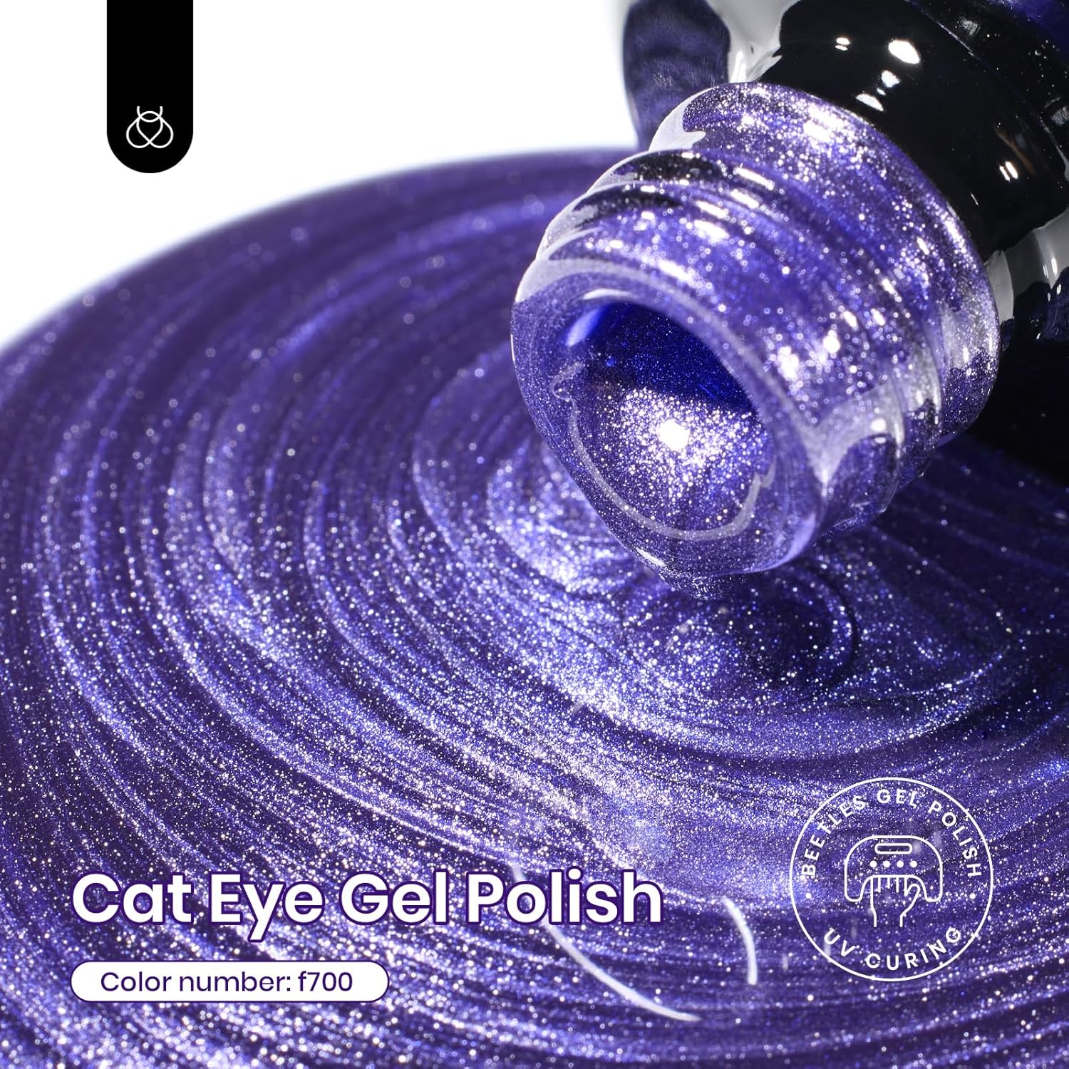 Beetles 15ML Purple Cat Eye Gel Nail Polish Holographic Glitter with Magnet Tool - Image 5