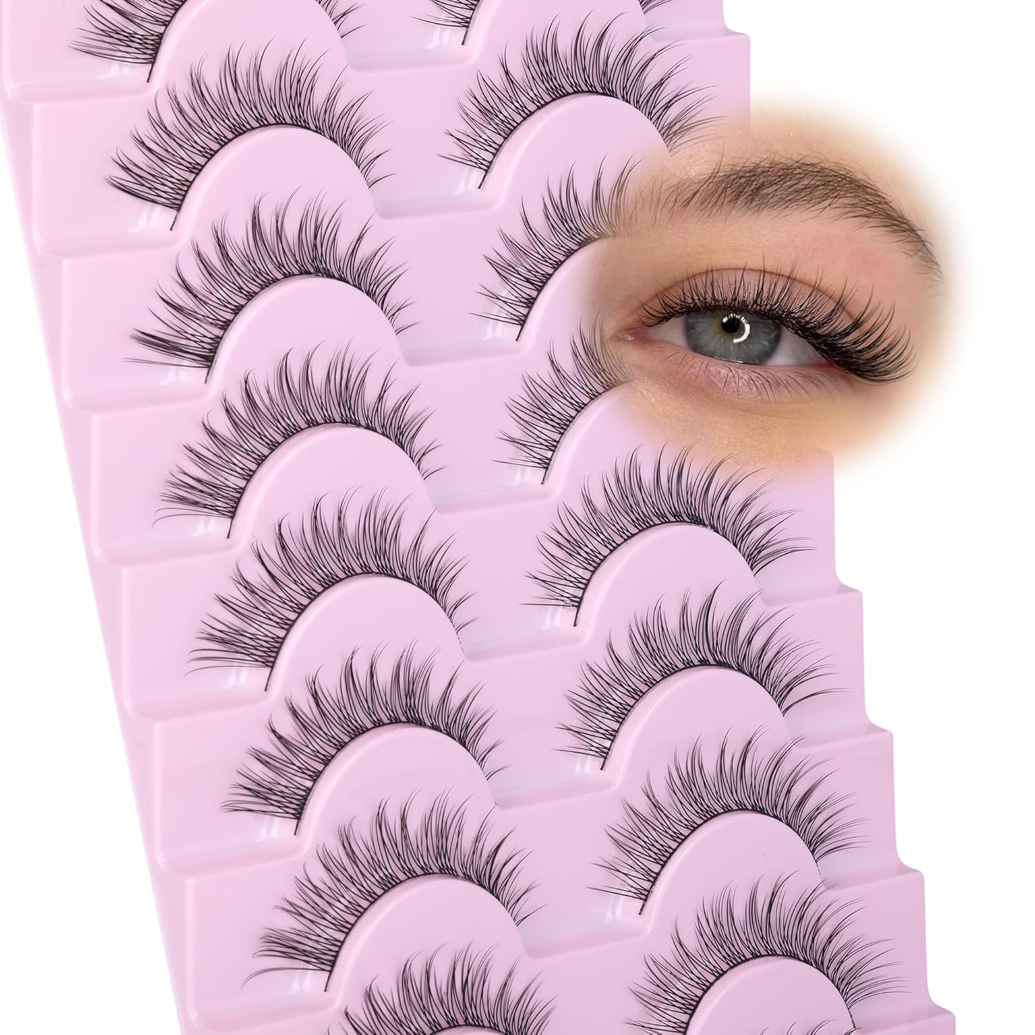 ALPHONSE 10 Pairs Wispy Cat Eye False Eyelashes 13mm Short Lash Strips - Image 7