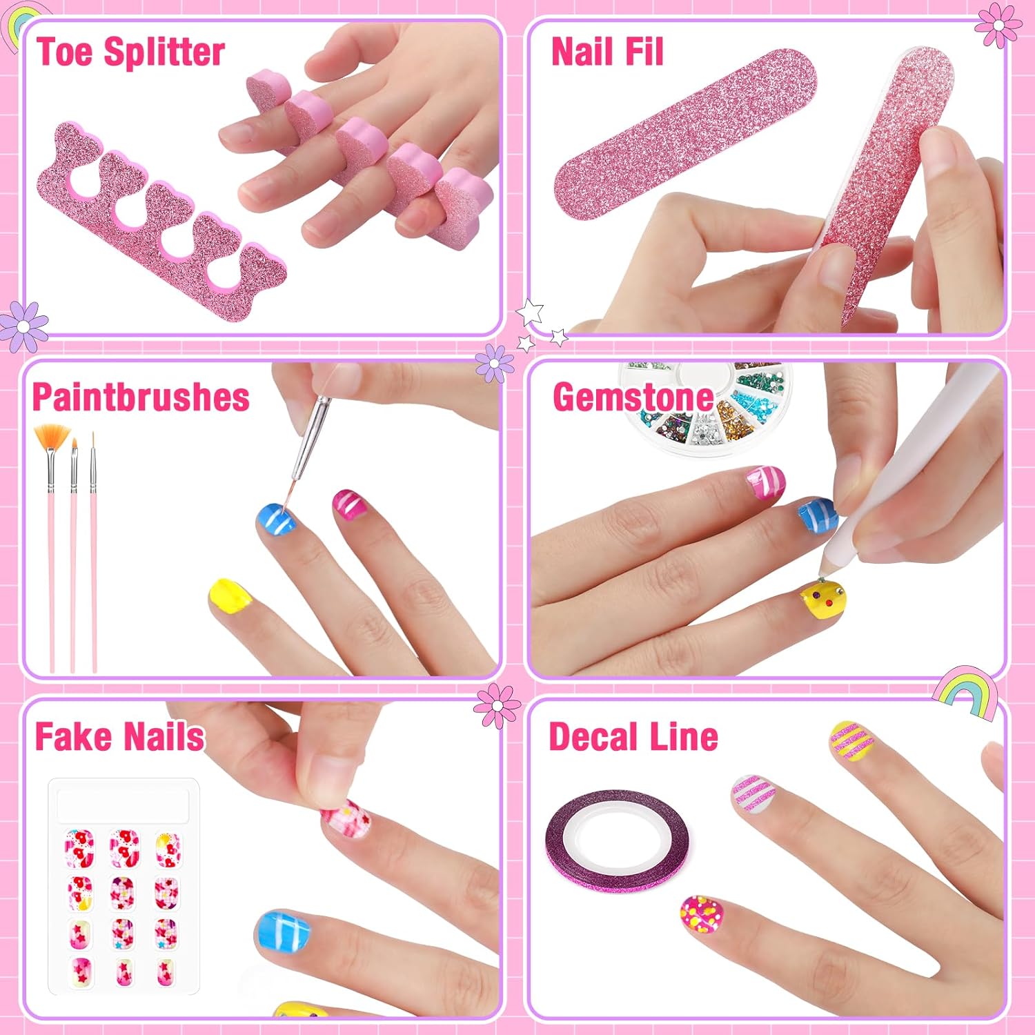 Water-Based Non-Toxic Kids Nail Polish Kit with Dryer for Ages 7-12, Includes Nail Art Salon - Image 5