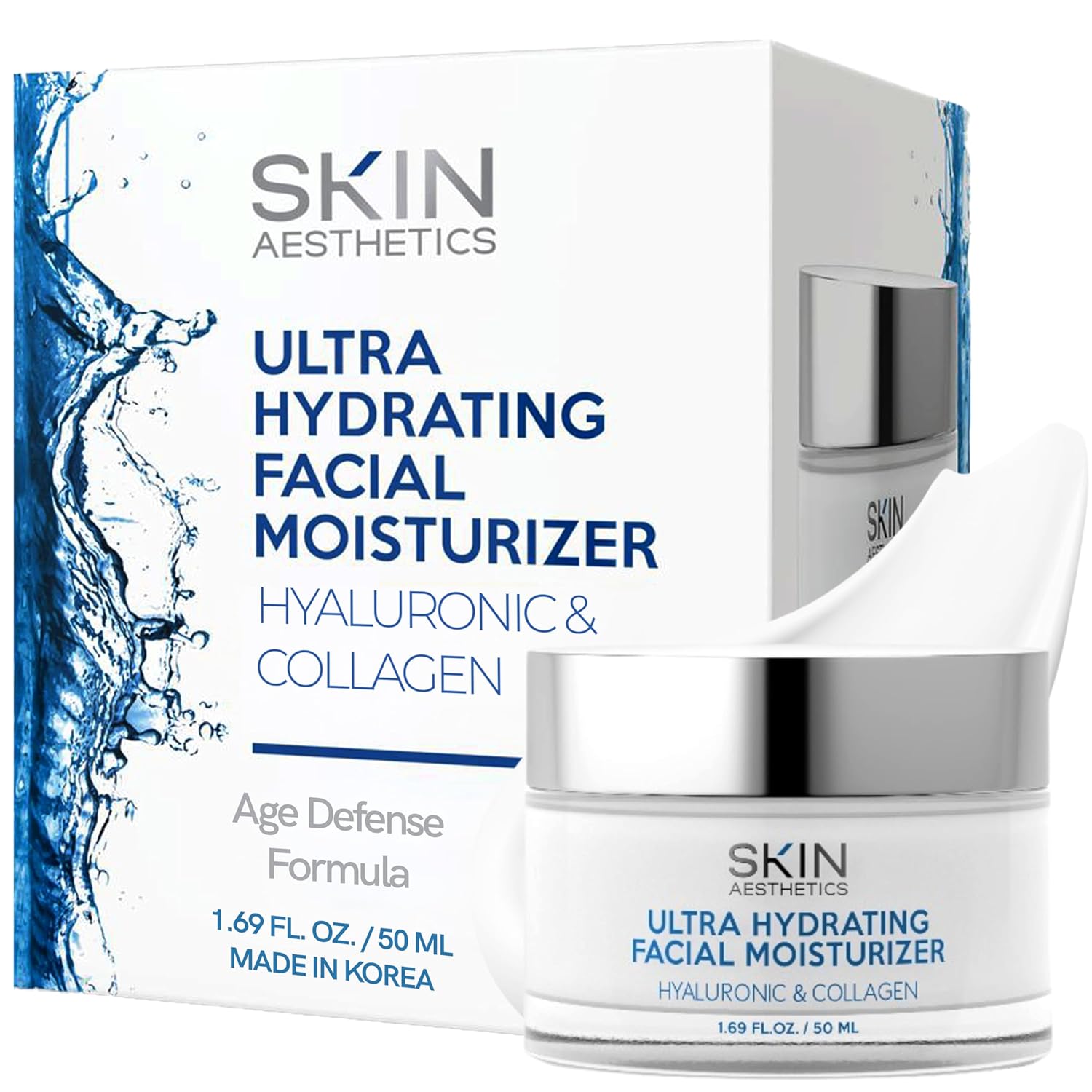 Hyaluronic Acid & Collagen Face Moisturizer - Anti-Aging, Ultra Hydrating, Fine Lines & Wrinkles Treatment - Dermatologist Tested Korean Skincare - Clean Beauty, Cruelty-Free - 1.69 oz
