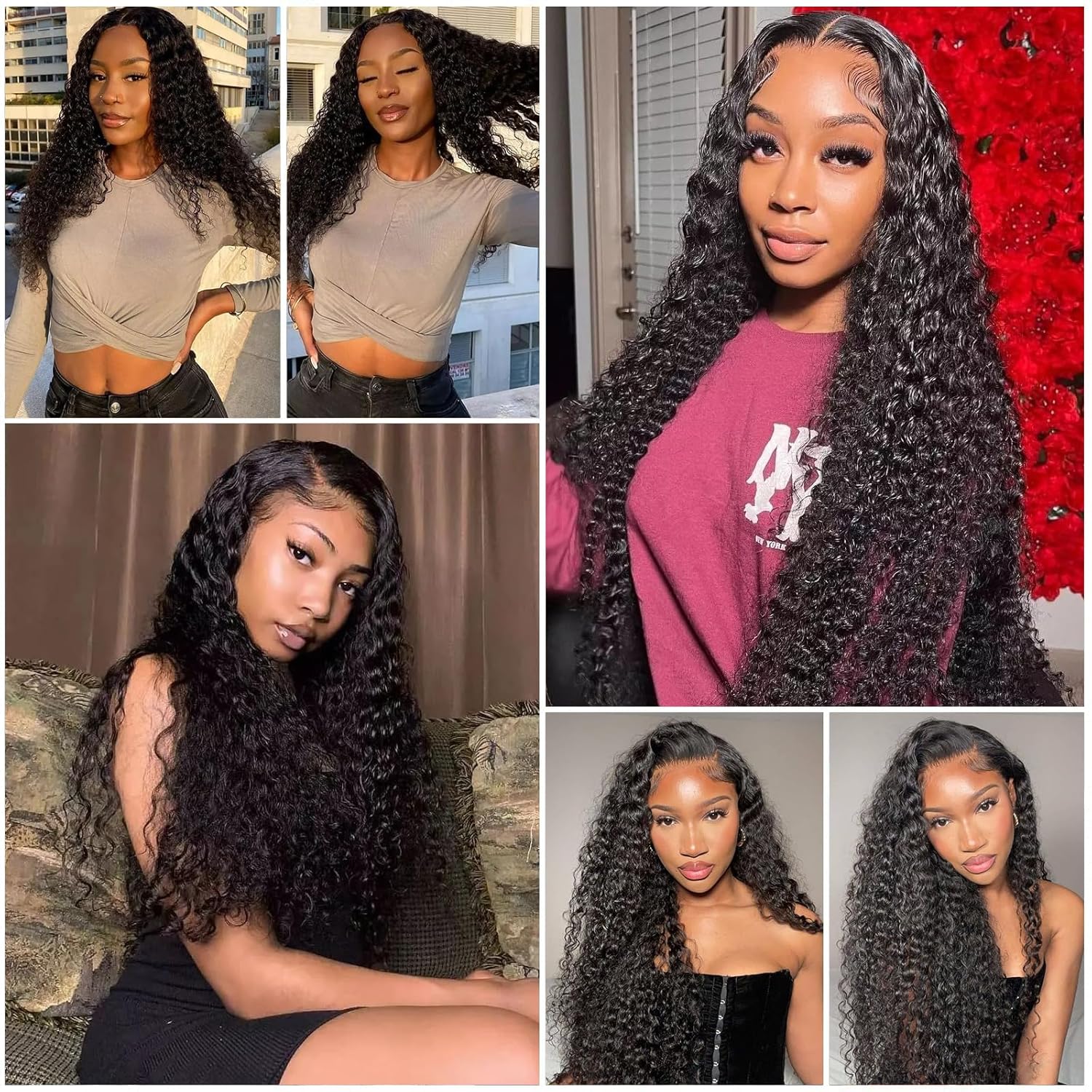 26 Inch 13x6 Deep Wave Lace Front Wig 200 Density HD Transparent Black - Image 7