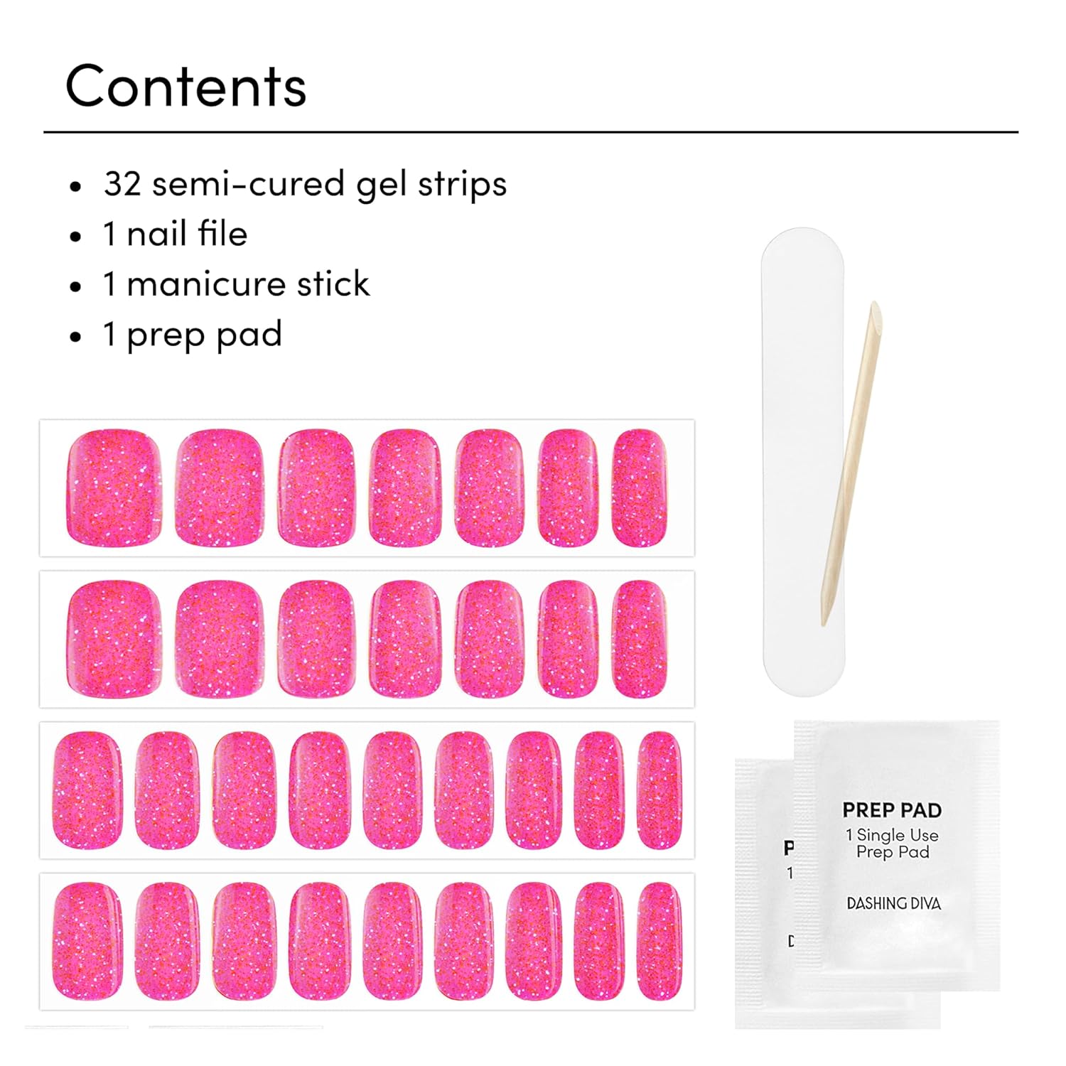 Dashing Diva Glaze Watermelon Smoothie 4-Piece Manicure Kit 32 Nail Strips - Image 2