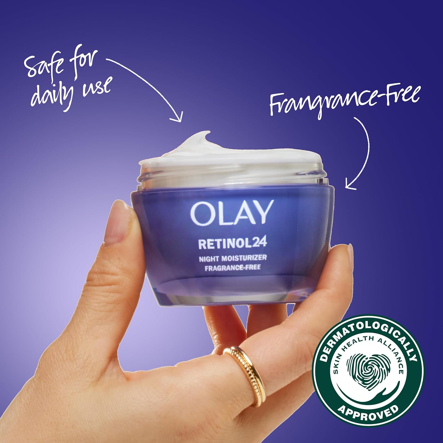 Olay Retinol 24 Fragrance-Free Anti-Aging Night Cream 1.7 Oz for Women - Image 6