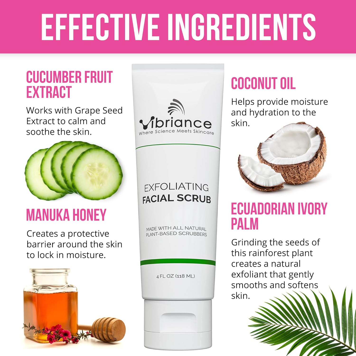 Vibriance Ultra-Gentle 4 fl oz Face Scrub Exfoliating Wash Natural Ingredients All Skin Types - Image 4
