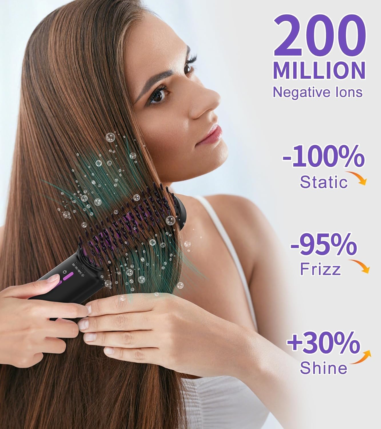 Ionic Steam Hair Straightener Brush for Smooth, Anti-Frizz Hair, Fast Heating, Ceramic Comb - Image 7