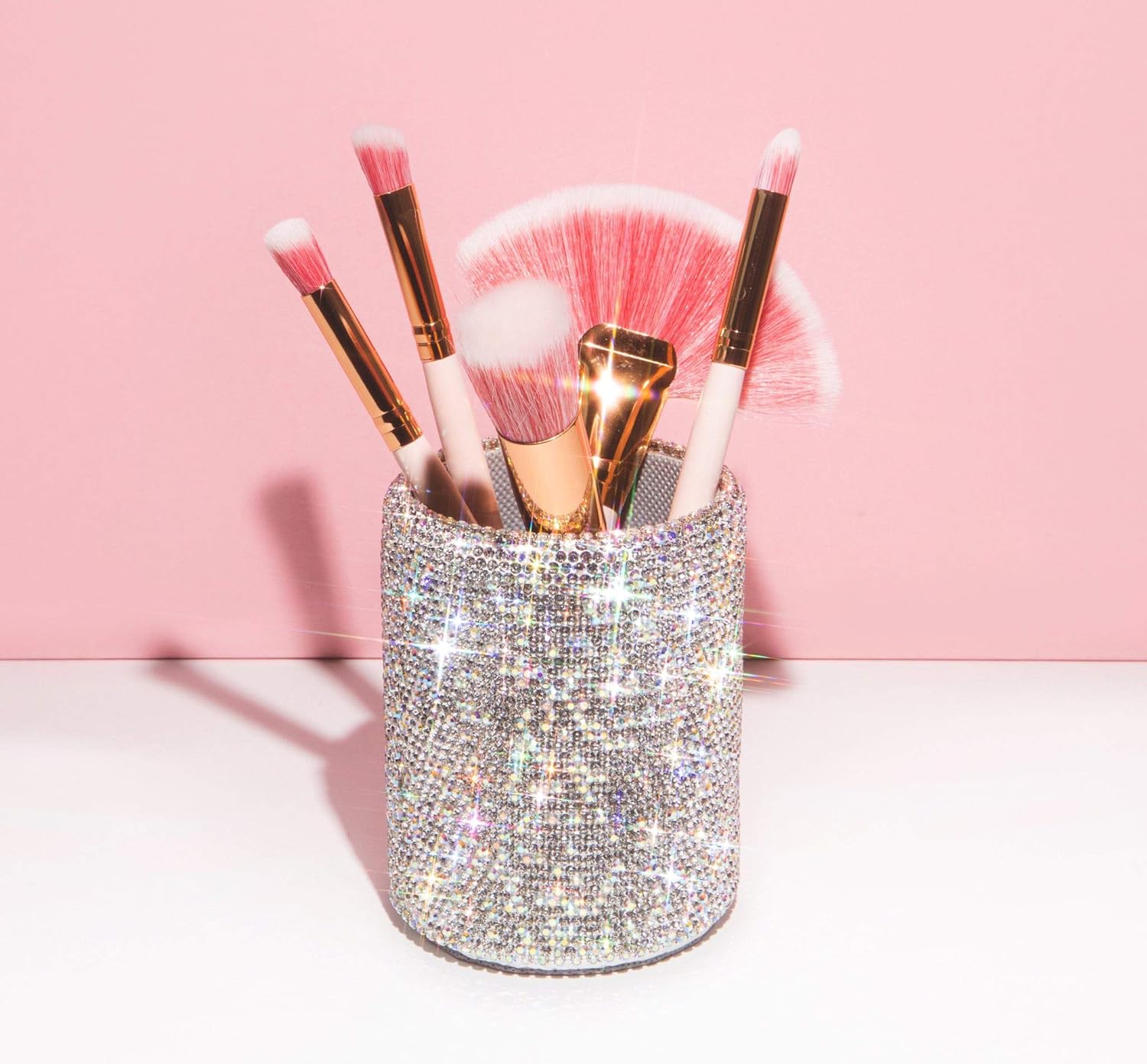 TISHAA Bling Cup Holder Organizer for Office Desk – Rhinestone Glitter Makeup Brush Storage Container - Image 8