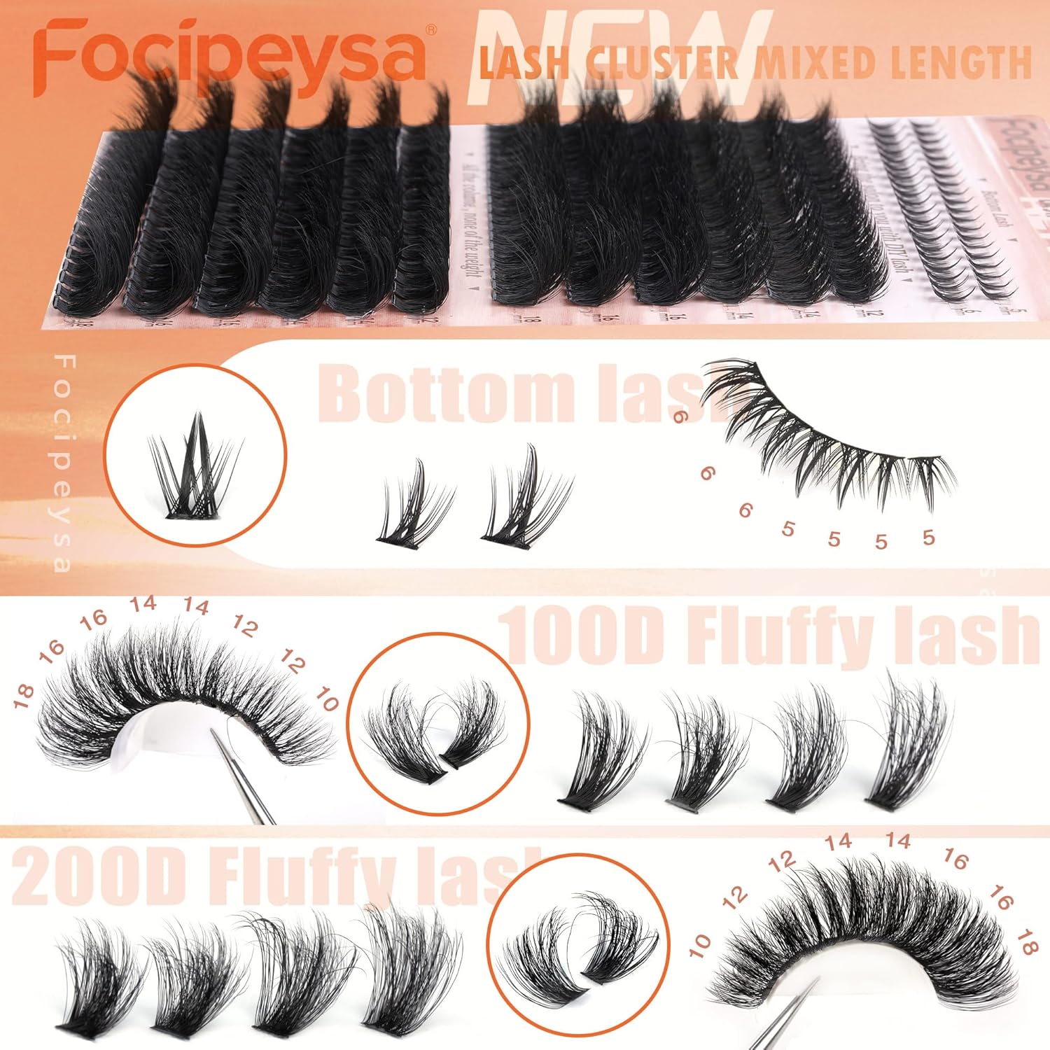 Focipeysa Full Volume Lash Extension Kit, D-Curl 12-18mm, with Bond and Seal - Image 6