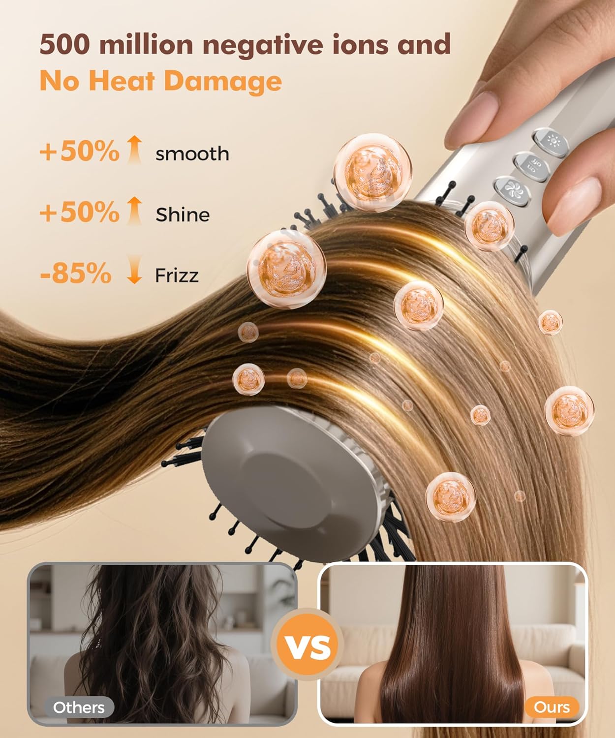 6-in-1 Gold Hair Dryer Brush and Styler with Auto-Wrap Curlers - Image 6